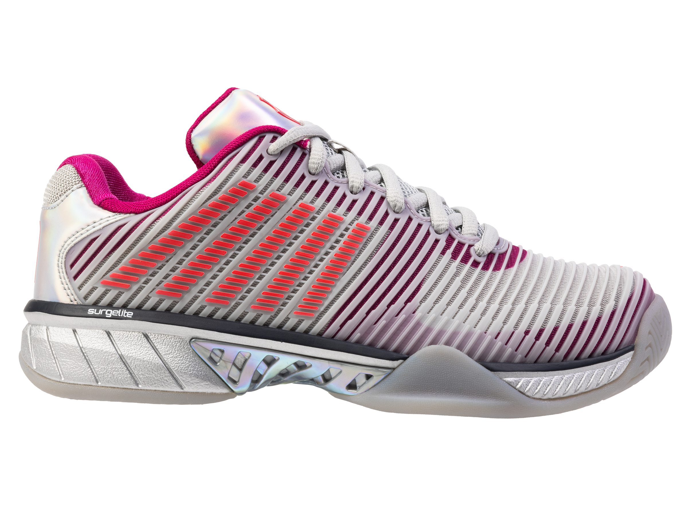 Hypercourt Express 2 Women's Tennis Shoes - Lucky in Love Color (Silver/Harbour Mist/Dragon Fruit) | Lightweight & Durable for Court Play, Training & Casual Wear