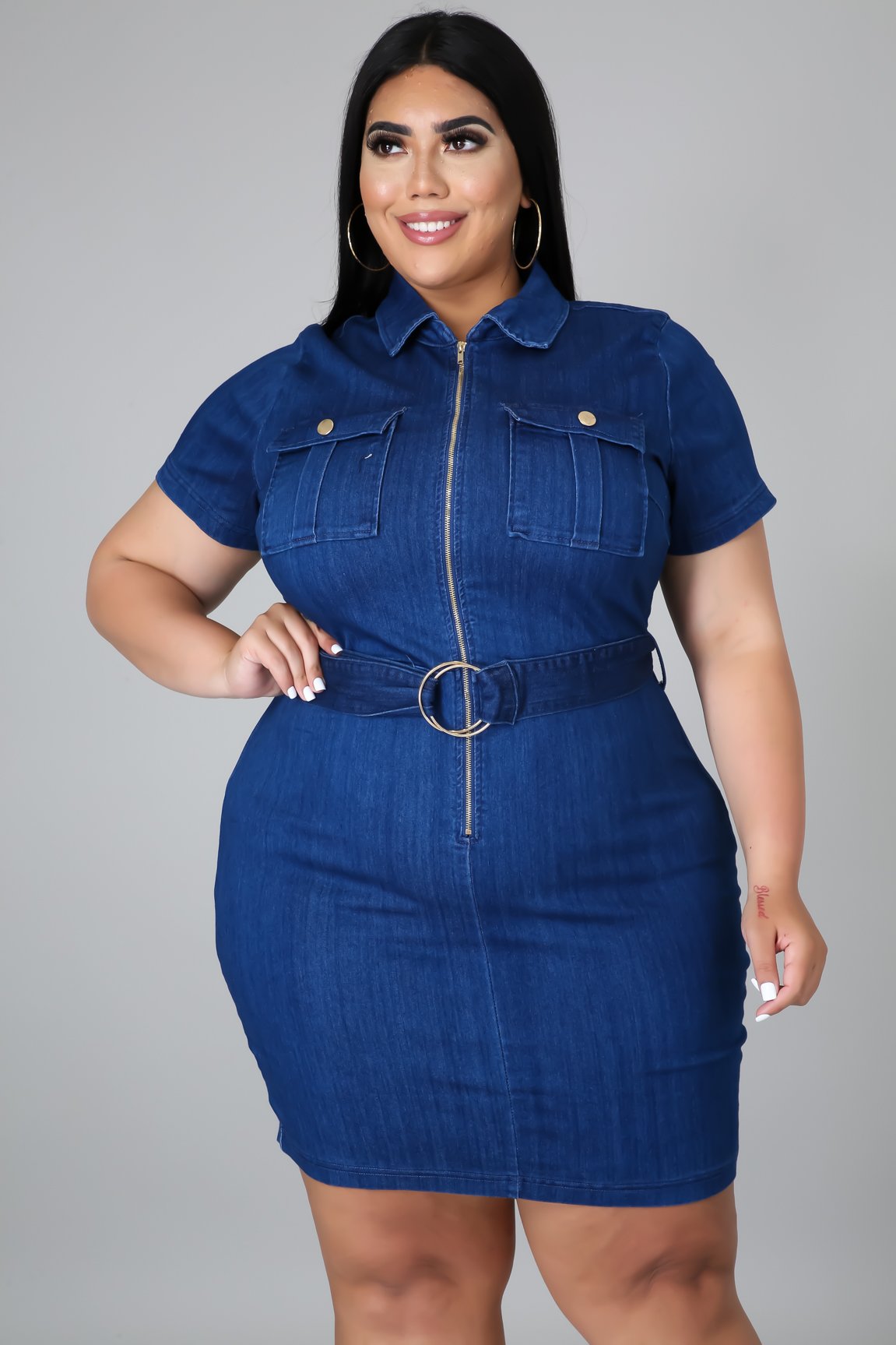 Aurora Women's Stretchy Denim Dress - Flattering Curve Fit for Casual Outings & Date Nights