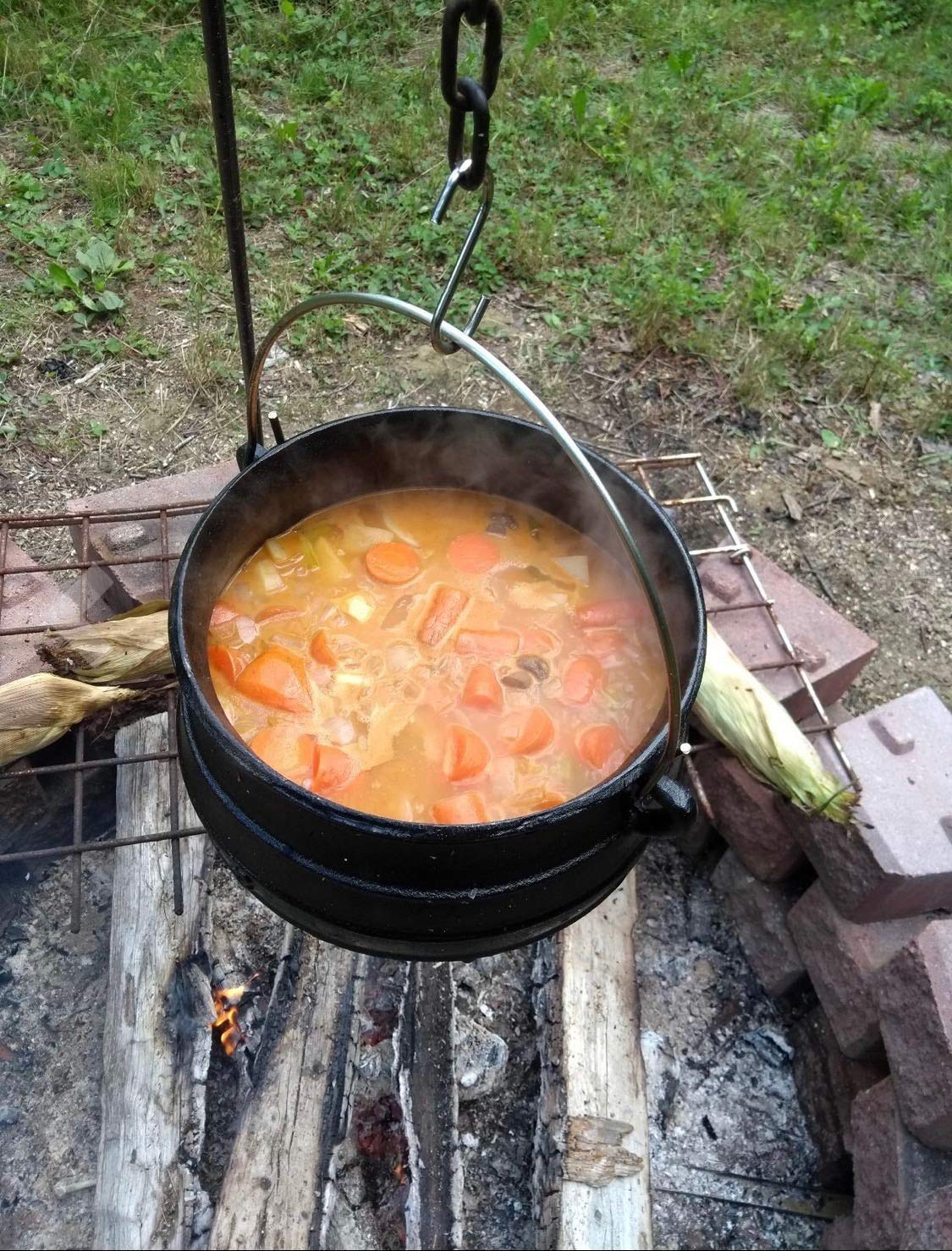 Cuisiland 8.5QT Pre-Seasoned Cast Iron Dutch Oven with Lid & Tripod Legs - South African Style Campfire Pot for Outdoor Cooking, Braising, Stews & Soups - Heavy Duty Cast Iron Cauldron Perfect for Camping, Backyard BBQs and Dutch Oven Cooking Competitions