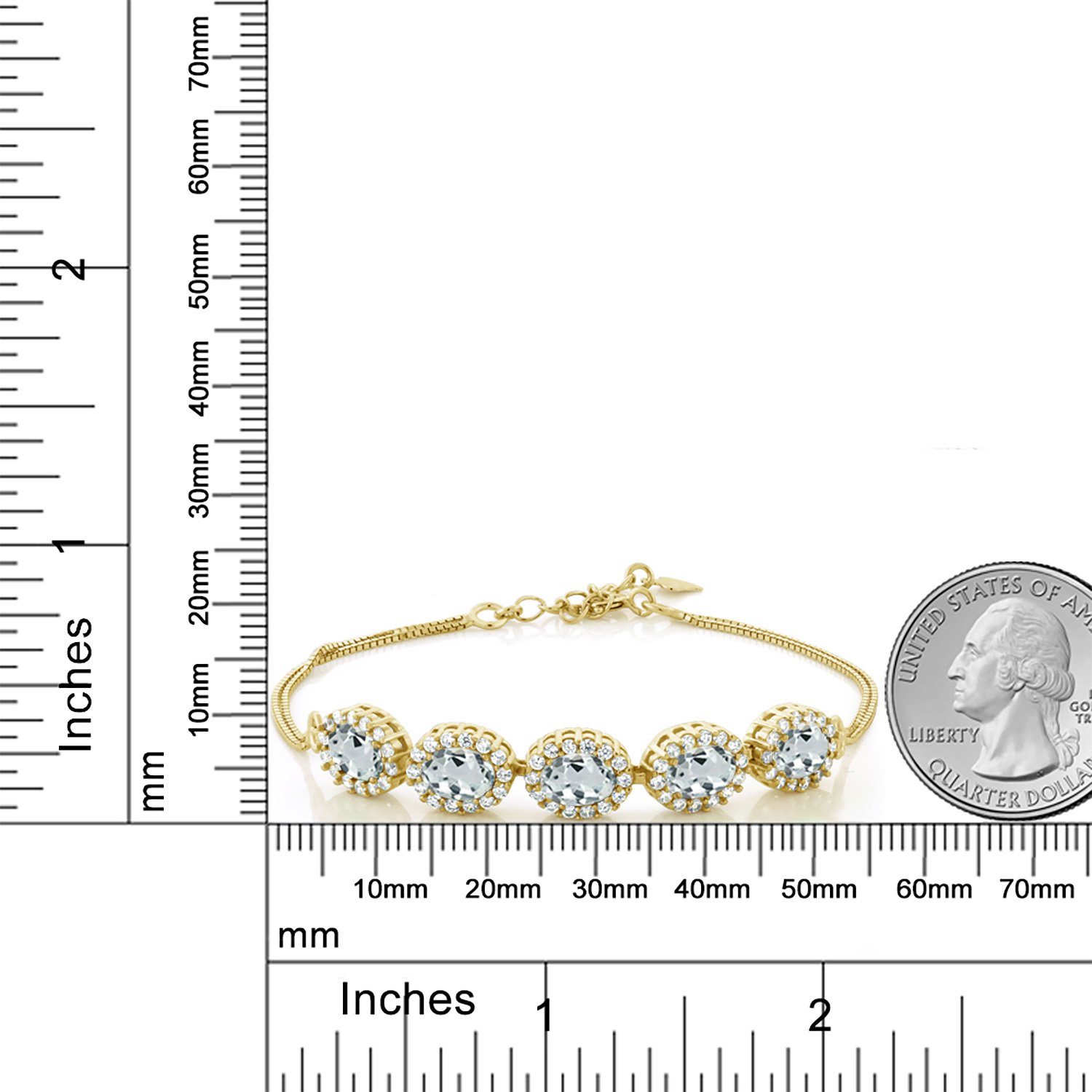 7X5MM Oval Cut Gemstone Birthstone Tennis Bracelet for Women - 18K Yellow Gold Plated Sterling Silver | 7 Inch with 1.5 Inch Extender | Fine Jewelry Gift for Her, Mom, Wife | Perfect for Birthdays, Anniversaries & Special Occasions