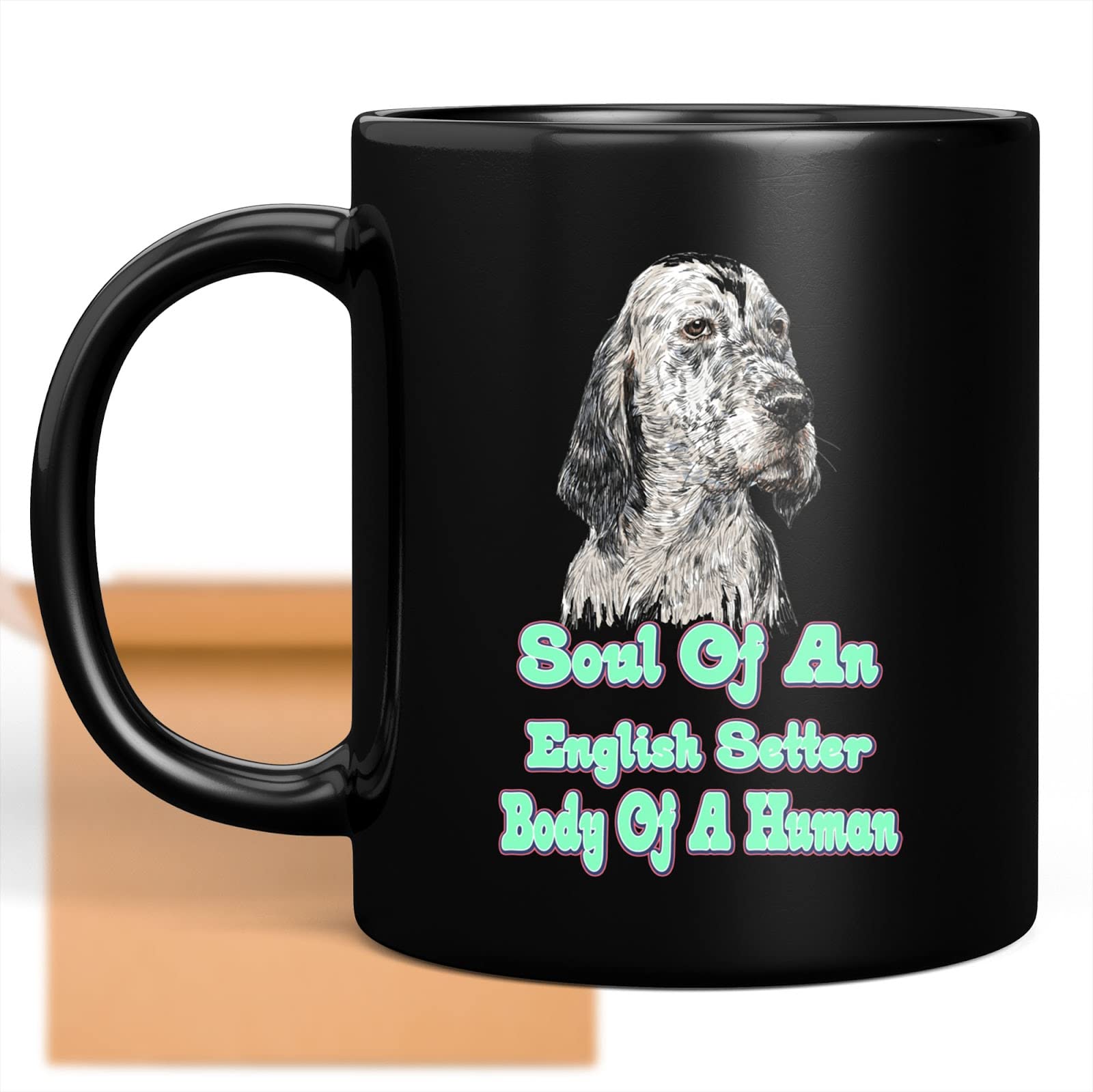 Funny English Setter Dog Lover Coffee Mug - Human Body with Dog Head Design - Perfect Gift for Pet Owners, Family, Coworkers, Father & Mother - Great for Holidays, Birthdays & Daily Coffee Breaks at Home or Office