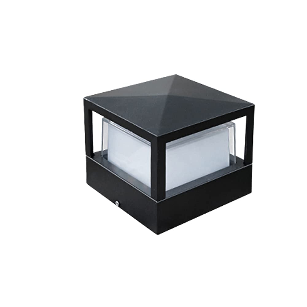 JYKFJ 12W Solar Retro Industrial LED Post Cap Lamp - Waterproof IP65 Black Square Landscape Lighting for Deck, Fence & Garden - Perfect for Outdoor Decoration, Pathway & Patio Lighting