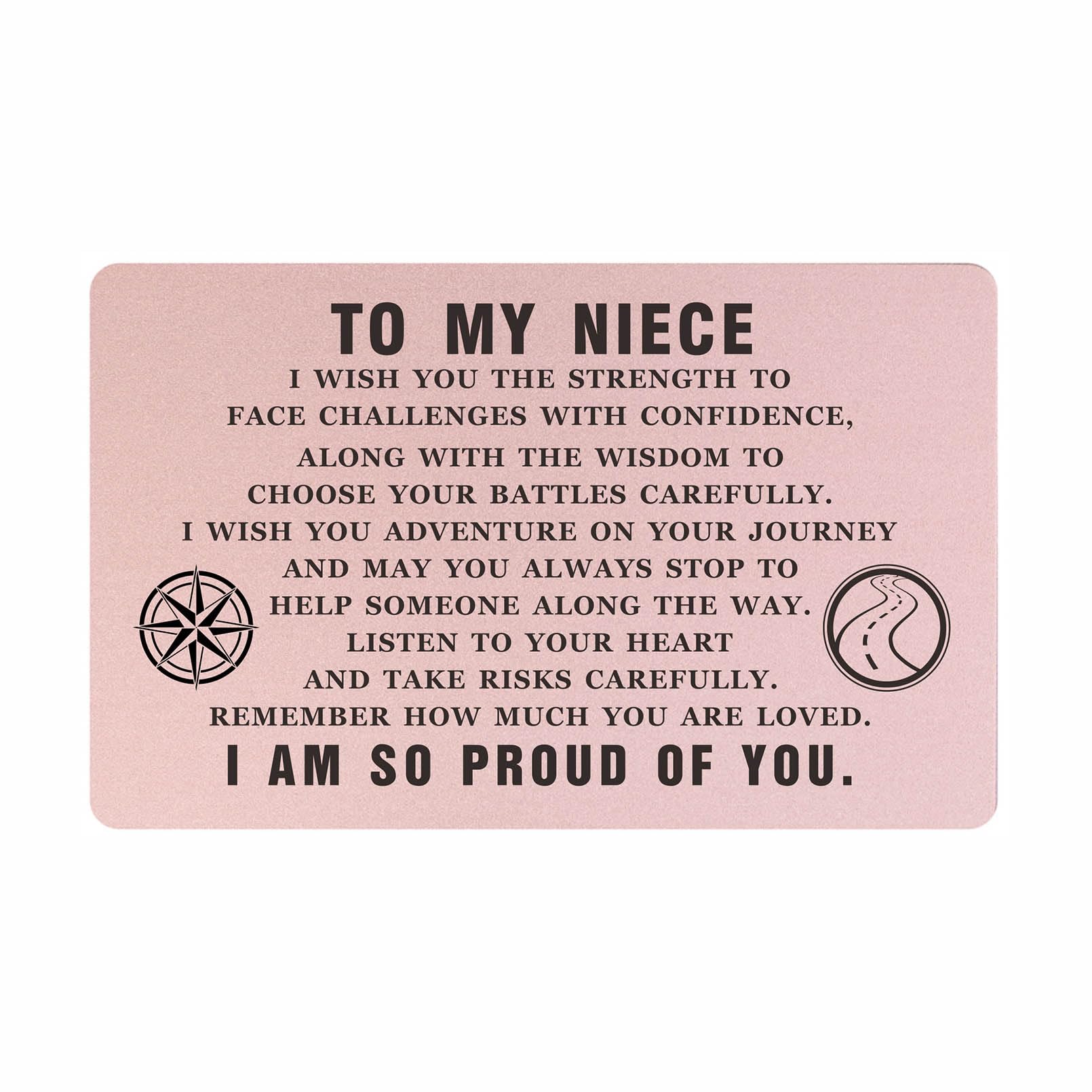 ABNTY Inspirational Niece Gifts - Graduation Card with Motivational Quote & Wallet Insert - Perfect for Niece's Birthday, Graduation Day or Special Occasions