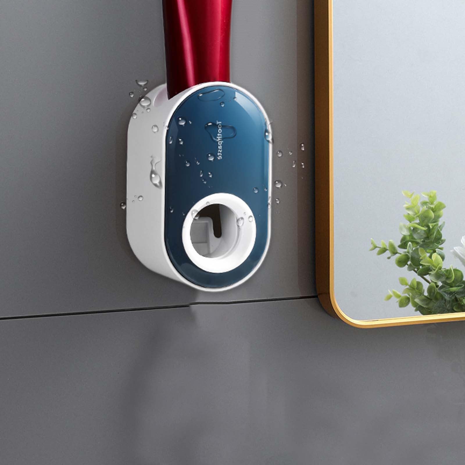 Automatic Toothpaste Dispenser for Kids & Adults - Wall Mounted Bathroom Organizer (Blue) - Perfect for Clutter-Free Sinks