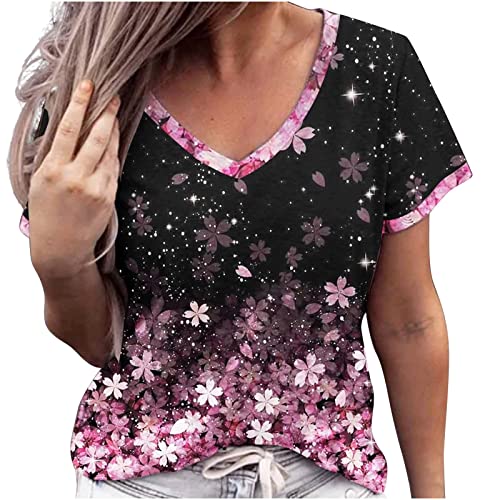 Women's Cute Summer Tops - Short Sleeve V-Neck T-Shirts for Casual Wear