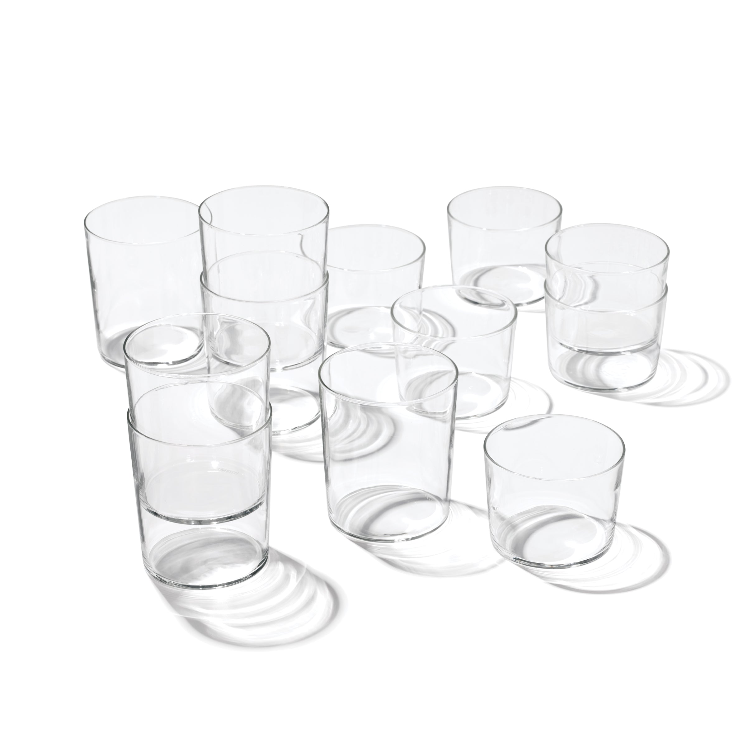 Stackable Clear Short and Tall Drinking Glasses Set of 12 - Perfect for Parties, Restaurants, and Home Entertaining