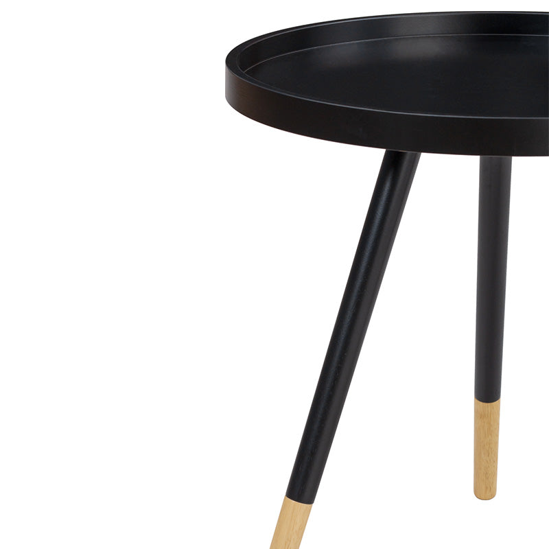 INNIS Modern Side Table - Black Nightstand for Bedroom, Living Room, or Office - Compact End Table with Sturdy Metal Frame & Sleek Design