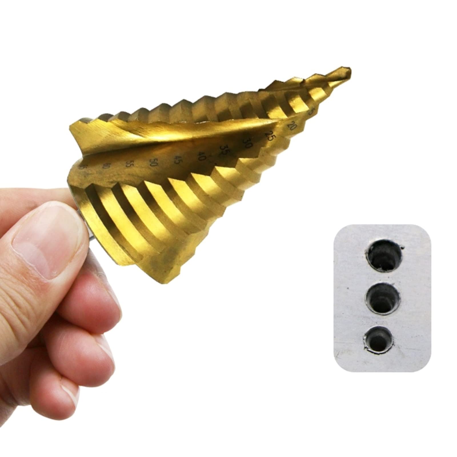 NUSHKI Pagoda Spiral Step Drill Bit - Cobalt High Speed Steel Cone Drill for Metal, Wood & Plastic - Perfect for DIY, Home Improvement & Metalworking Projects