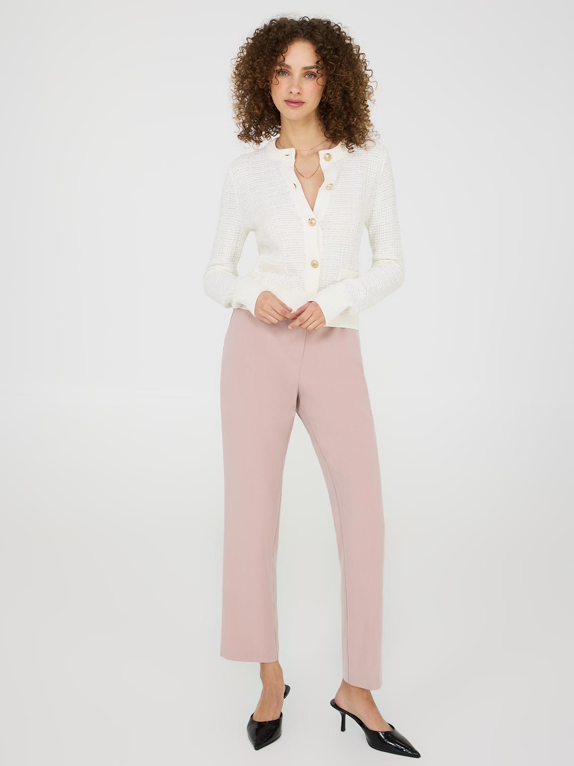 Straight Leg Mid Rise Pants for Women - Comfortable Stretch Work Pants & Casual Office Trousers | Perfect for Business, Travel & Everyday Wear