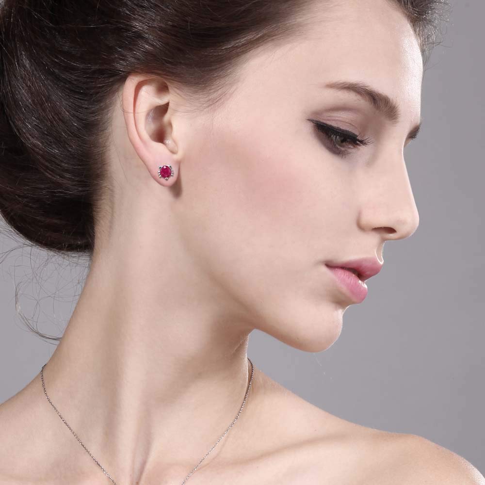 Gem Stone King 5MM Round Gemstone Birthstone Kitty Cat Stud Earrings | 925 Sterling Silver | Kitten Cat Earrings for Women & Men | Perfect Gift for Cat Lovers, Birthday & Anniversary | Everyday Wear & Special Occasions