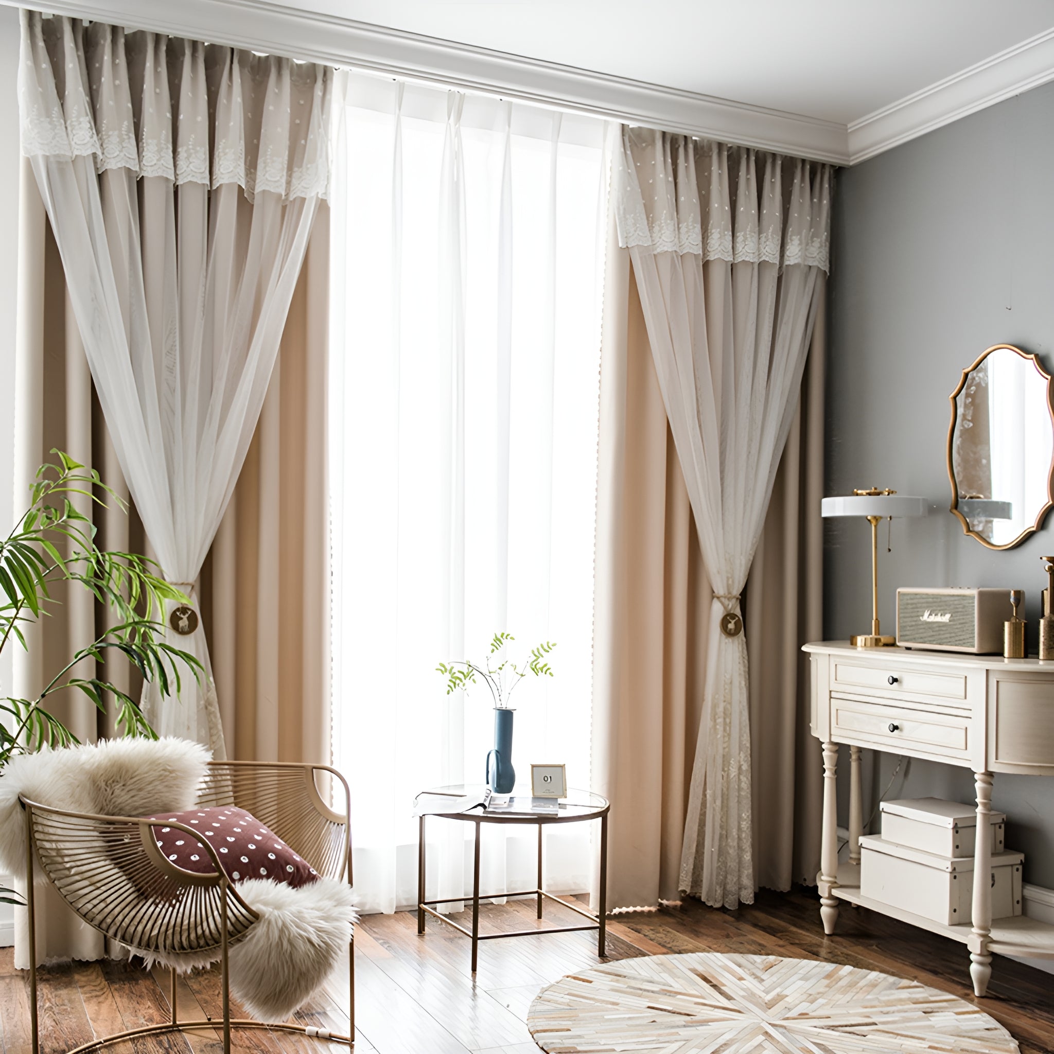 Aniya Two-Layer Room Darkening Blackout Custom Curtains - Thermal Insulated Window Drapes for Bedroom, Living Room & Nursery