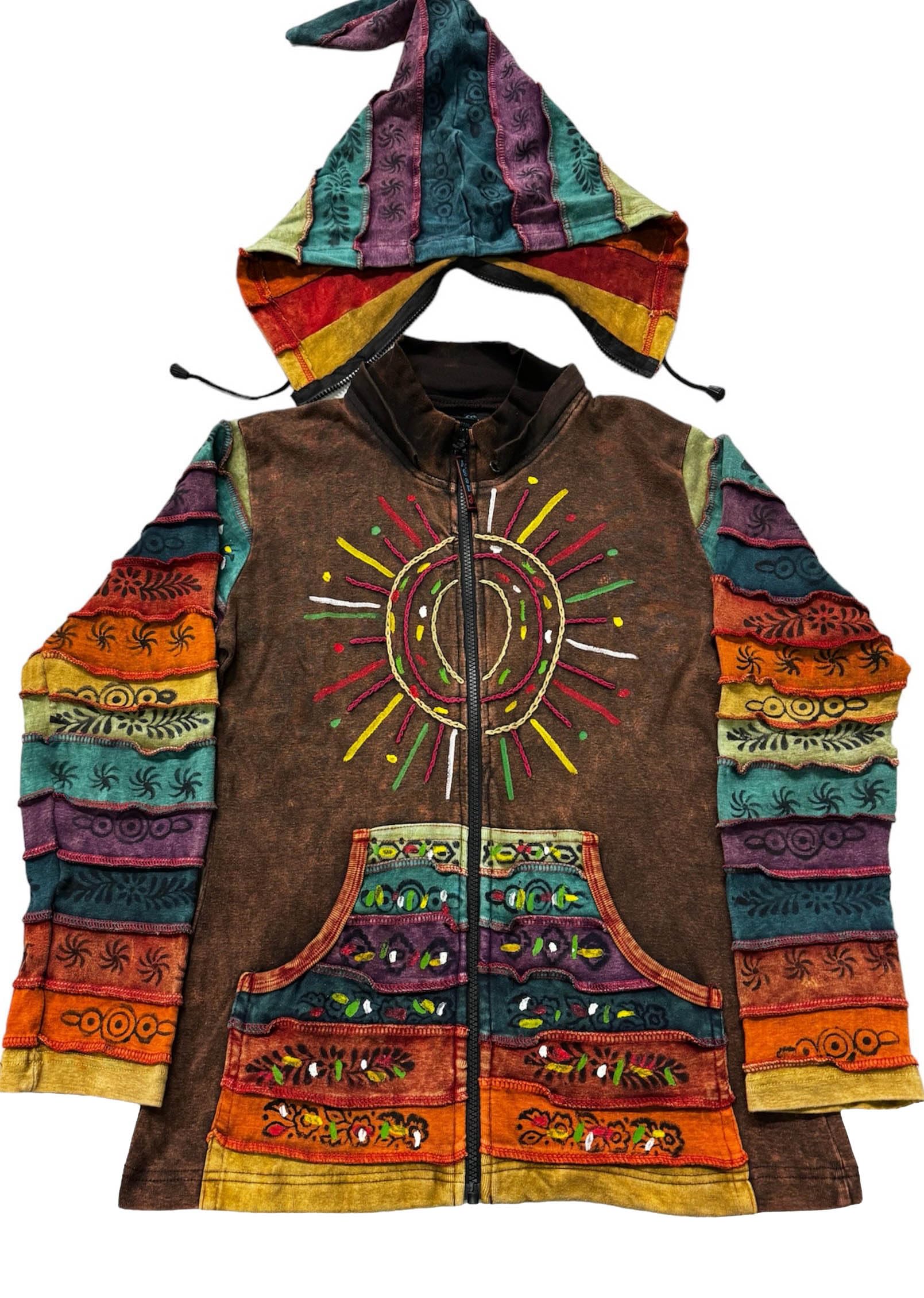 Agan Traders 2025 Spring Women's Zip Up Hoodie Jacket - Lightweight Gypsy Brush Painted Sweatshirt with Detachable Hood | Casual Wear, Street Style & Festival Outfits