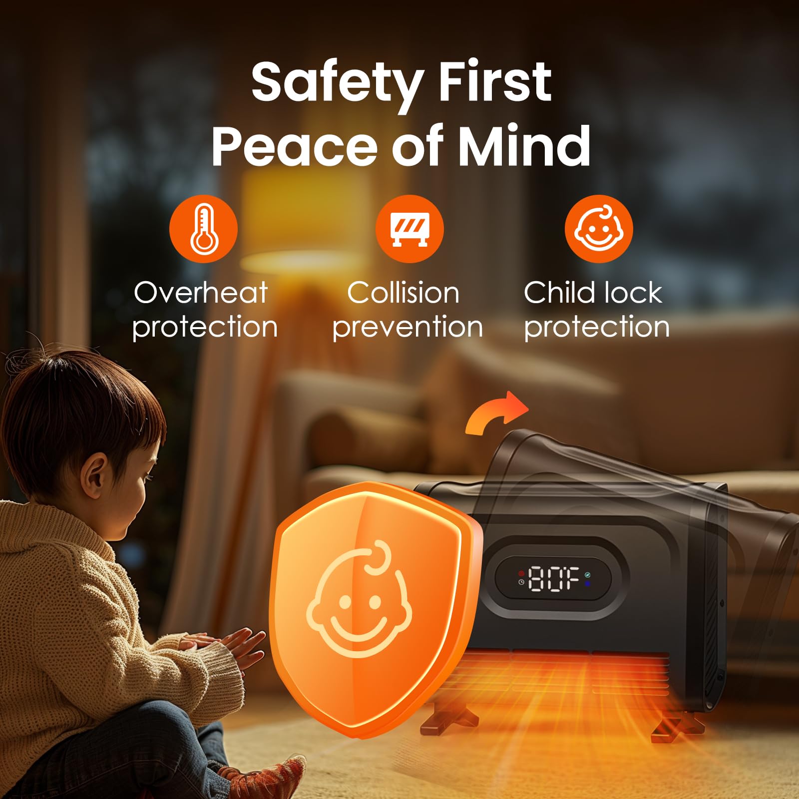 Air Choice 1500W Infrared Space Heater with Remote - Wall Mount or Freestanding Electric Heater with Adjustable Thermostat, 12H Timer & Child Lock for Indoor Use in Bedroom, Living Room, Garage & Bathroom | Energy Efficient Home Heating Solution