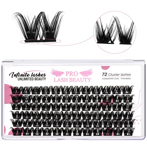72 Pcs Cluster Lashes DIY Eyelash Extensions - Reusable Soft & Comfortable Individual Lash Clusters, Juliet Style with Super Thin Band for Natural Look | Perfect for Weddings, Parties and Daily Makeup (Juliet-D-16mm)