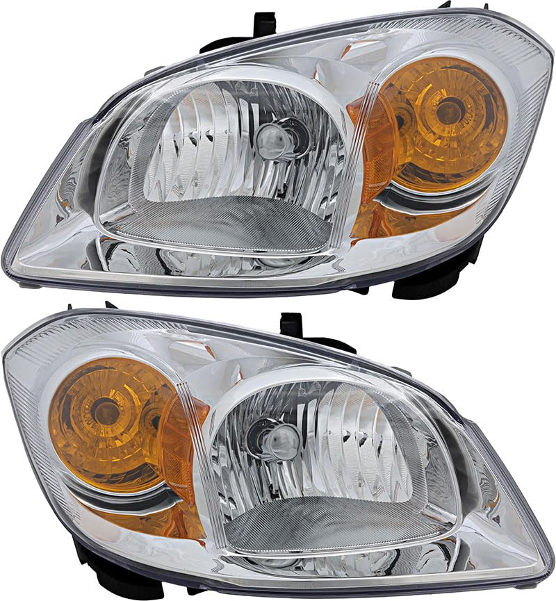 Chevrolet Chevy Cobalt 2005-2007 & Pontiac G5 2007-2009 & Pursuit 2005-2006 Replacement Headlight Assembly Kit - Halogen Headlamp Set for Driver & Passenger Side - Perfect for Night Driving & Vehicle Restoration