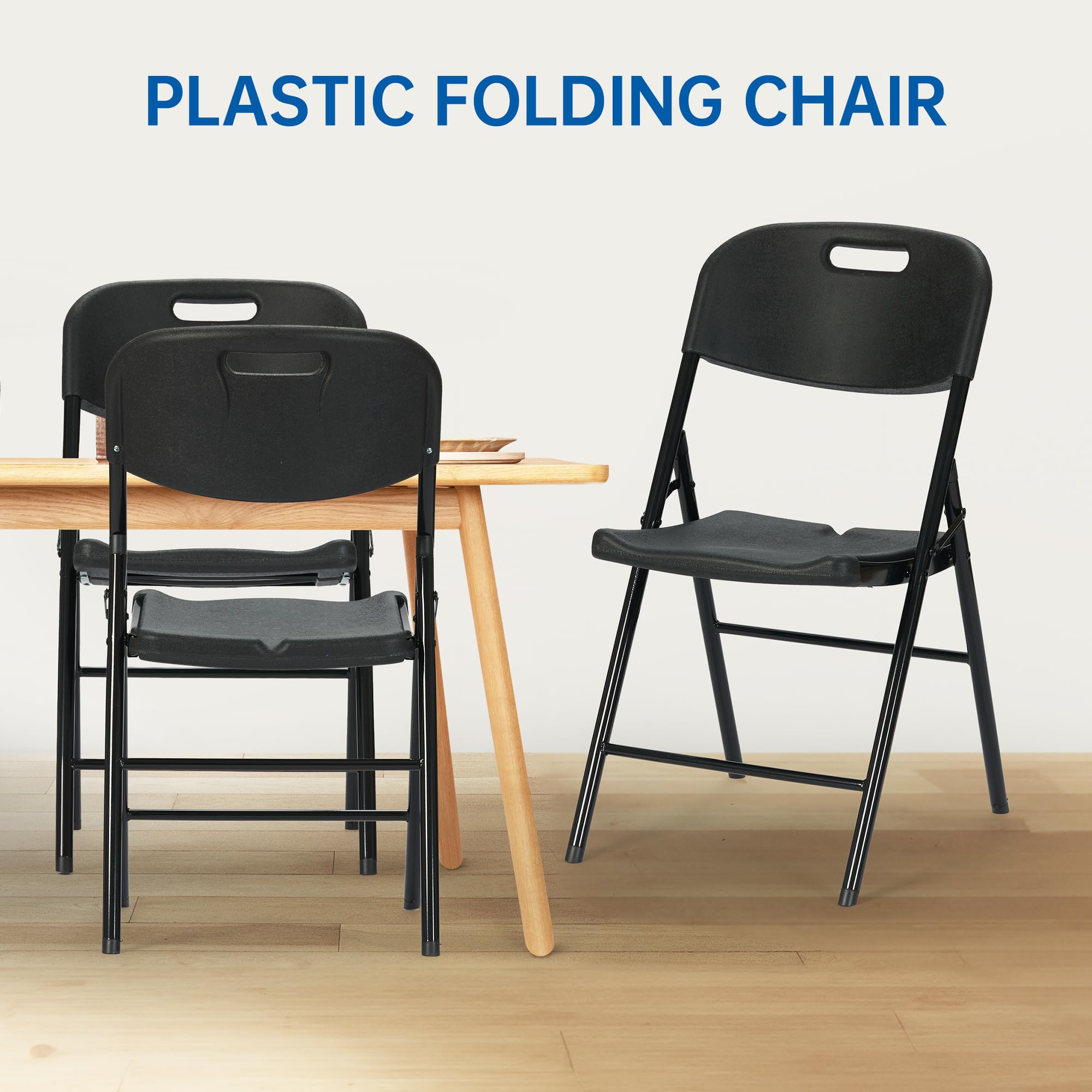 10-Pack Heavy Duty 800 lb Capacity Black Folding Chairs - Commercial Grade Stackable Event Chairs for Weddings, Parties, Banquets & Outdoor Gatherings