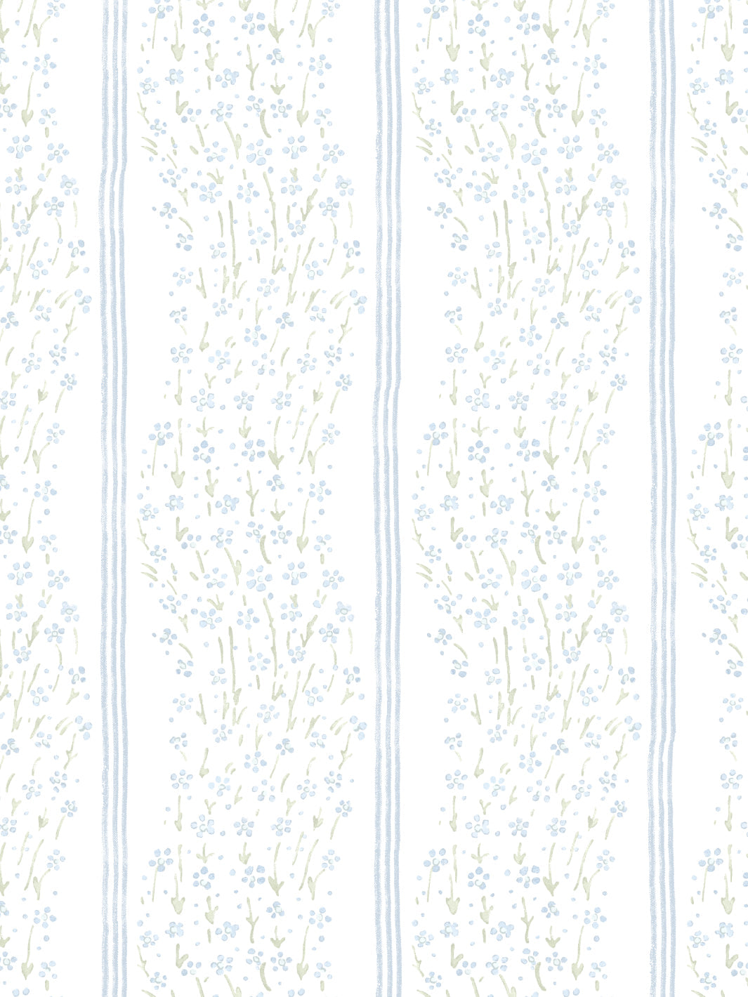 Nathan Turner Hillhouse Floral Ditsy Wave Stripe Wallpaper - Blue Green Pattern for Living Room, Bedroom & Home Decor