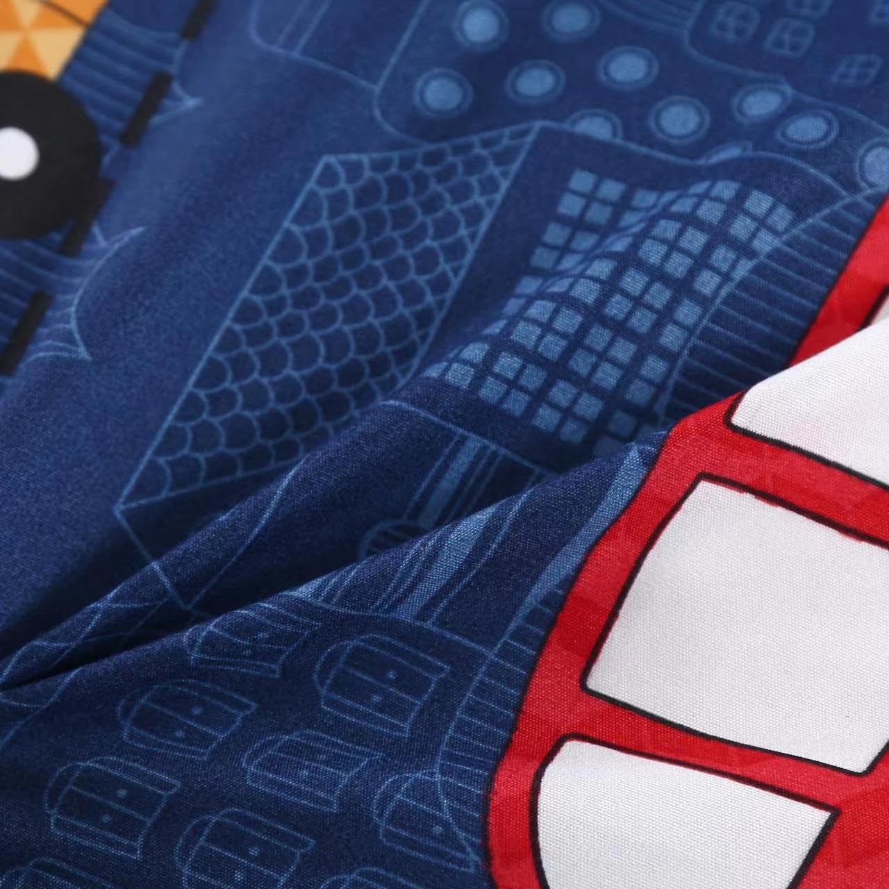 3-Piece Blue Car Themed Duvet Cover Queen Size - Super Soft Microfiber Bedding Set for Kids, Boys, Girls & Teens | Perfect for Race Car Themed Bedrooms & Gift Ideas