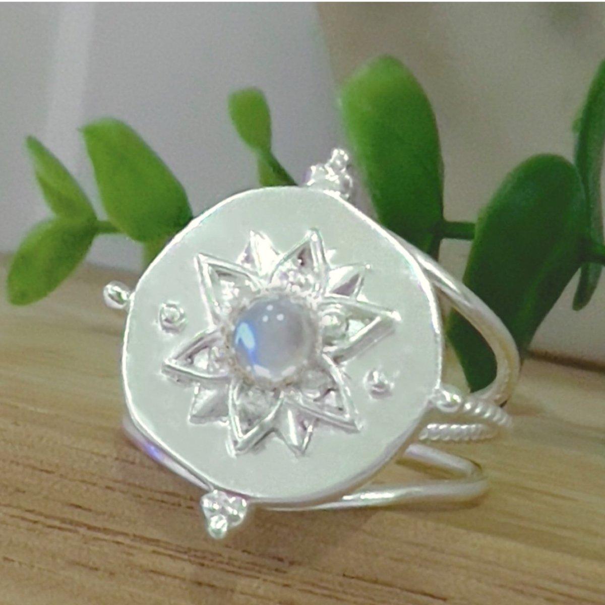 Laihas Intricate Vera May Sterling Silver Boho Moonstone Ring for Women - Elegant Handmade Jewelry for Everyday Wear, Boho Chic Style, Gift for Her, Wedding, Party & Special Occasions