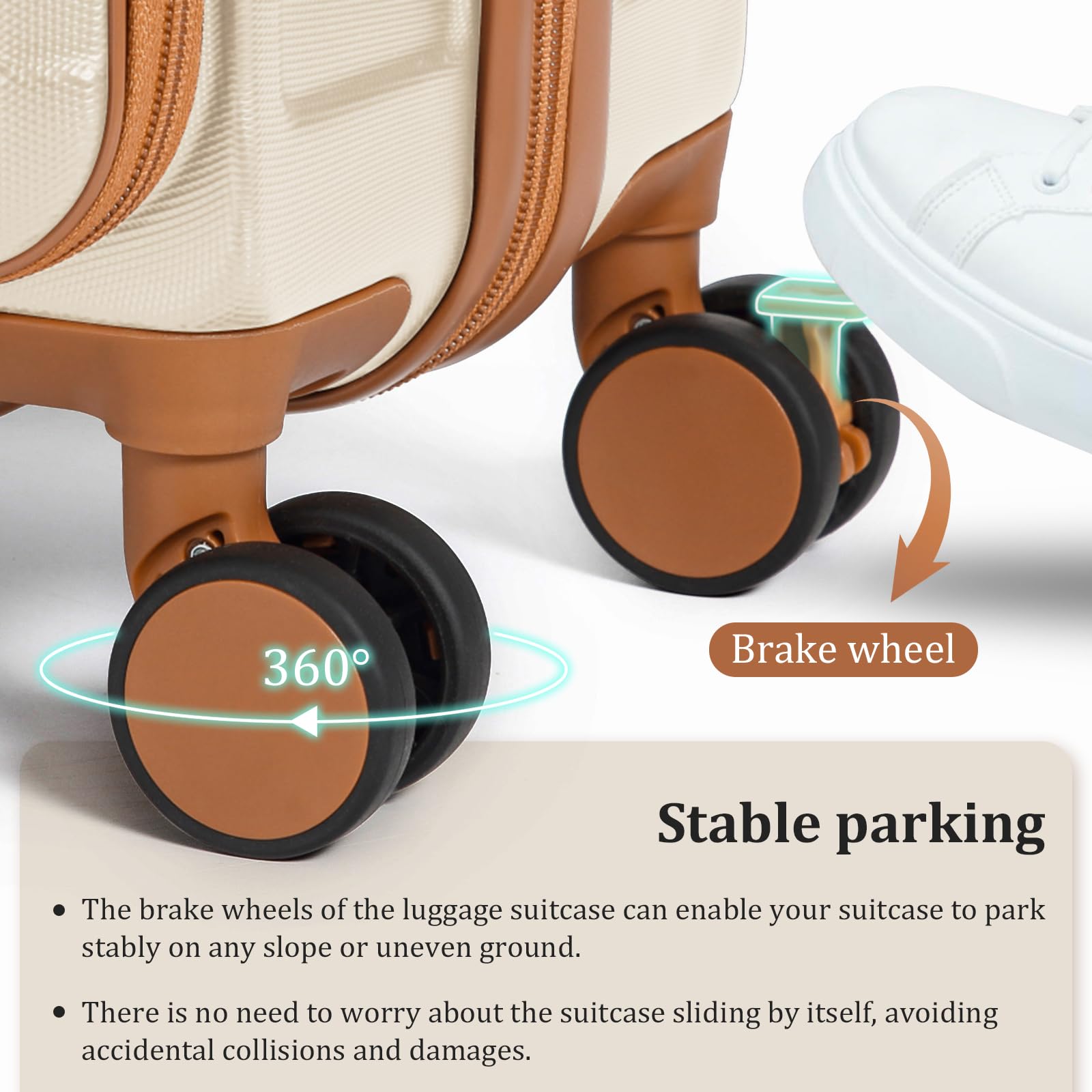 imiomo 20 Inch Airline Approved Carry on Luggage with TSA Lock - Hard Shell Spinner Wheel Suitcase with USB Charging Port (White) - Perfect for Business Travel & Weekend Getaways