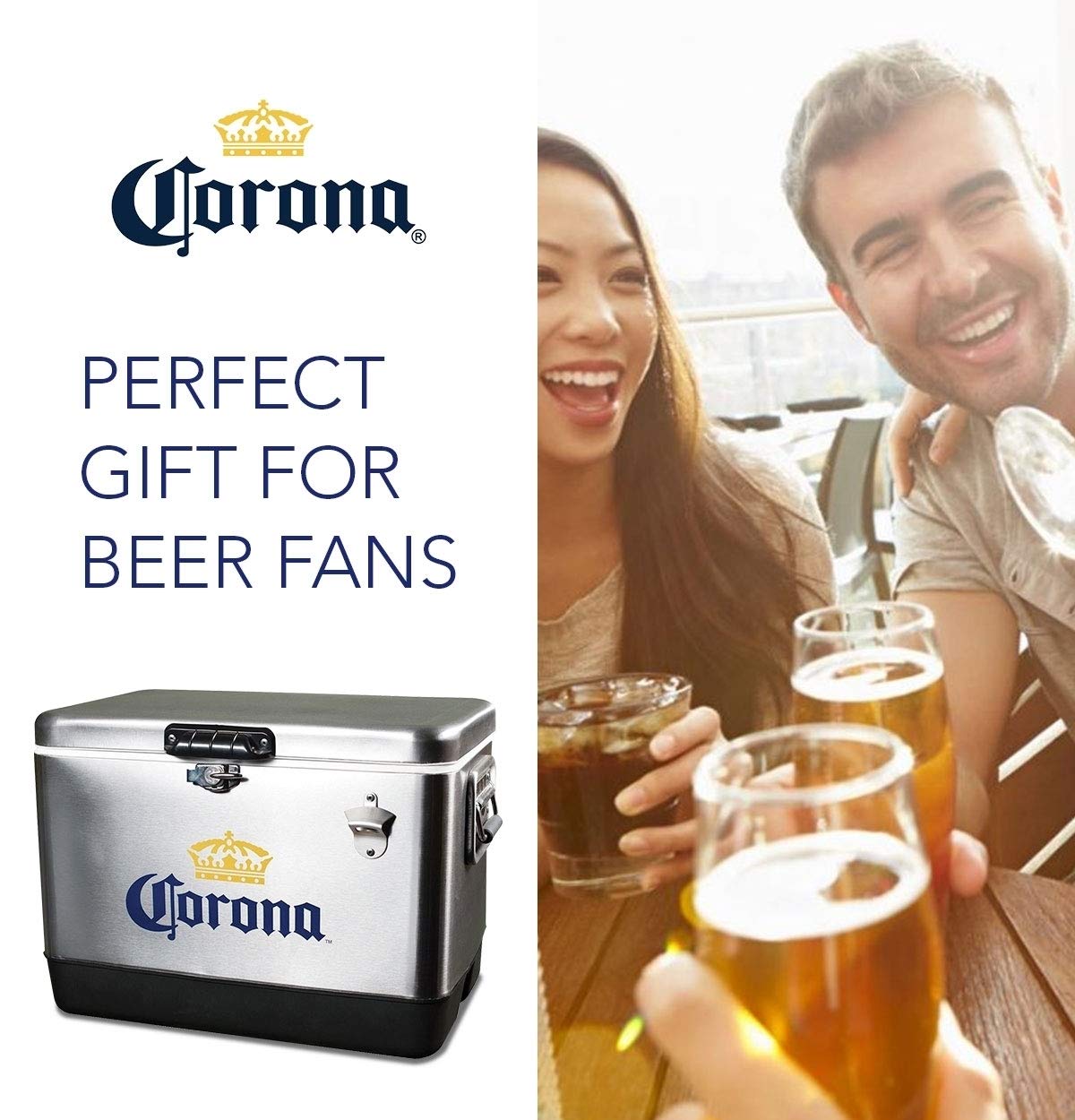 Premium 51L Stainless Steel Ice Chest Cooler with Bottle Opener - 54 Quart Portable Beverage Chiller for Camping, Beach, RV, BBQs, Tailgating & Fishing - Perfect for Outdoor Parties, Picnics and Summer Adventures