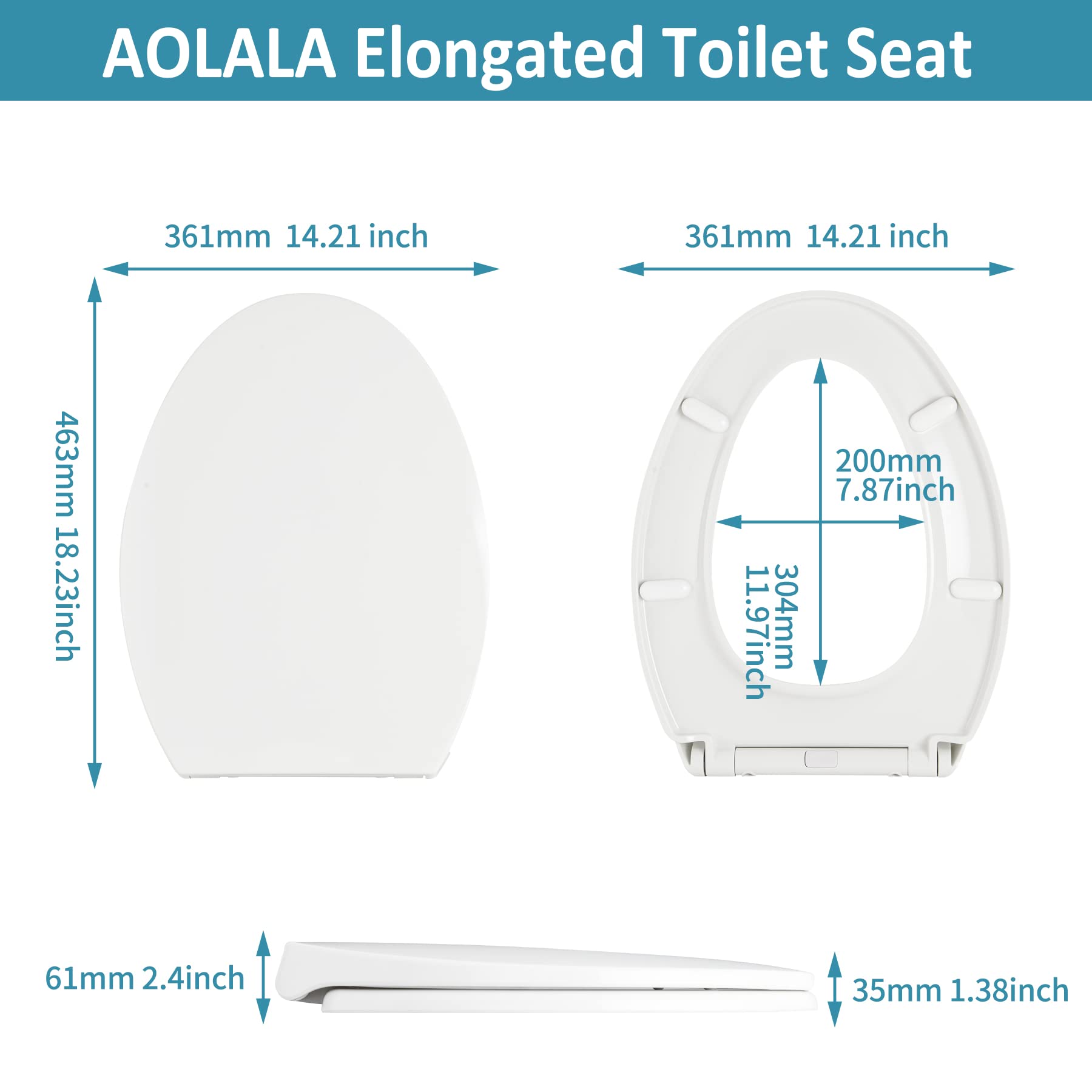 AOLALA Elongated Soft Close Toilet Seat - White Plastic Easy Clean Bathroom Toilet Seat with Quick Release, Quiet Slow Closing Lid - Perfect for Modern Homes, Apartments & Guest Bathrooms