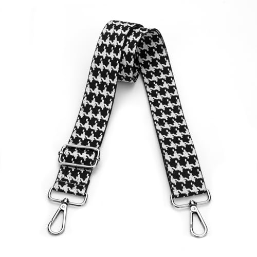 Black silver buckle houndstooth