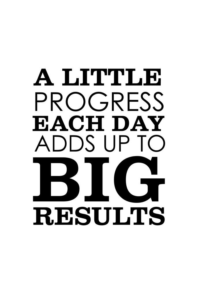 Motivational Wall Art Poster - 'A Little Progress Each Day Adds Up to Big Results' - 24x36 Inches - Inspirational Quote for Home, Office & Gym Decor - Perseverance, Determination & Resilience Theme