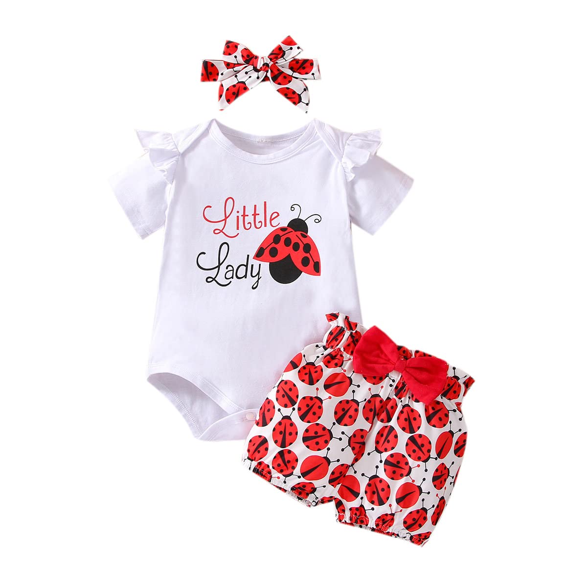 Adorable Newborn Baby Girl Summer Outfits - Short Sleeve Ruffle Romper Top + Floral Pants & Headband Set | Perfect for Photoshoots, Playdates & Special Occasions