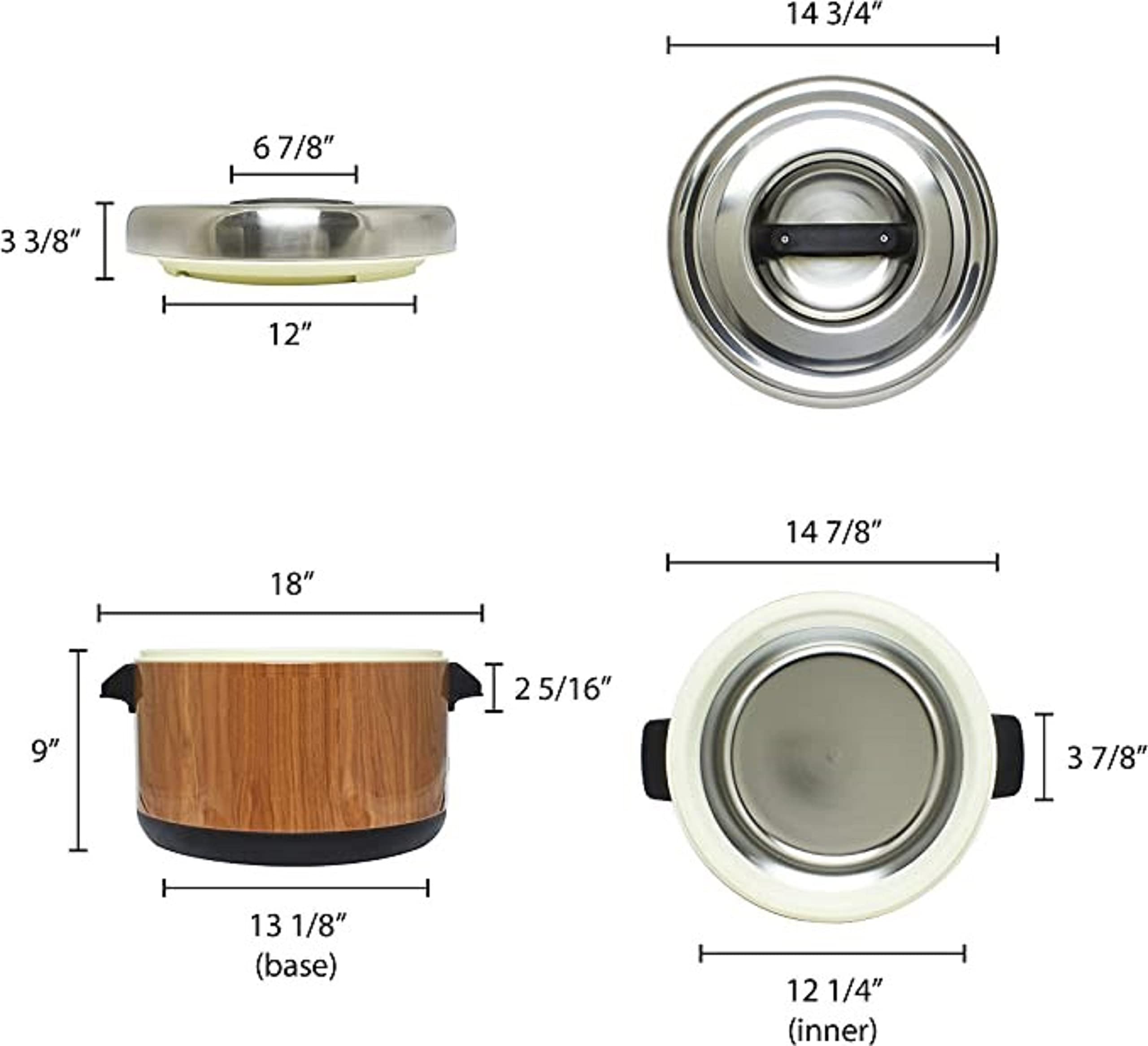 TrueCraftware 40-Cup Insulated Sushi Rice Pot - Wood Grain Exterior & Stainless Steel Interior with Lid & Plastic Handle - Perfect for Sushi Rice Mixing, Warming & Serving in Home Kitchens & Restaurants