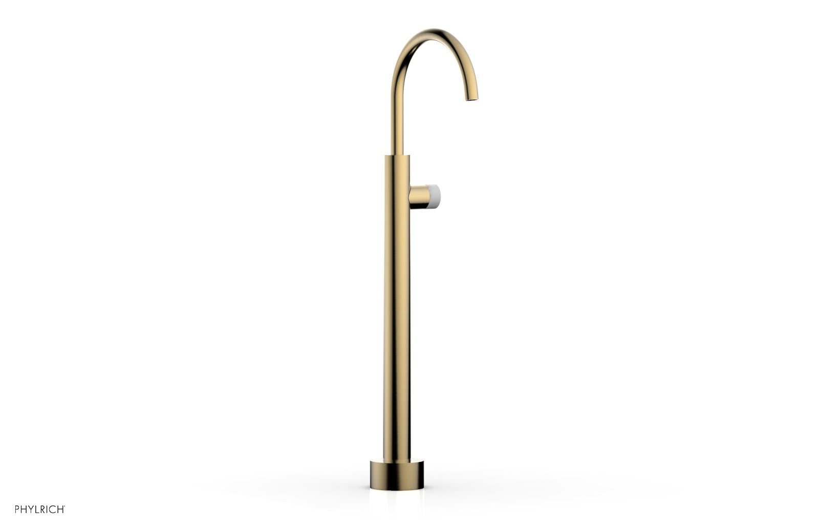 BASIC II Low Floor Mount Tub Filler with White Marble Handle - Model 230 47 04 - Perfect for Modern Bathroom Renovations and Spa-Like Bathtub Installations