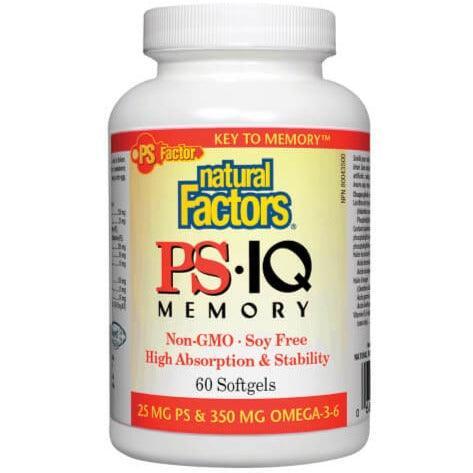 Natural Factors PS IQ Memory Supplement - 60 Softgels for Brain Health & Cognitive Support | Enhance Focus, Memory & Mental Clarity for Students & Professionals