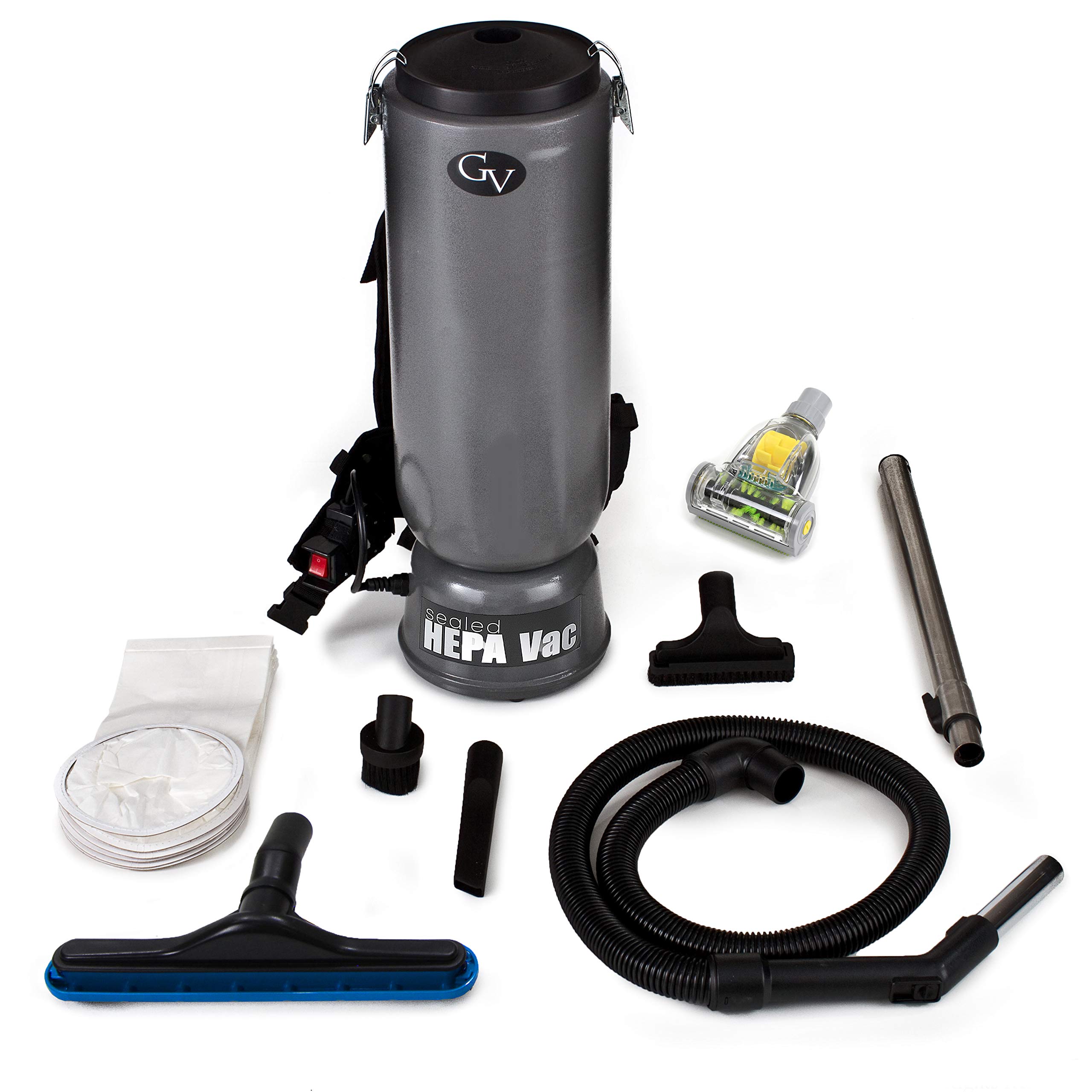 GV 10 Quart Commercial Backpack Vacuum Cleaner with HEPA Filter & Tool Kit - Powerful Cleaning for Offices, Schools & Commercial Spaces