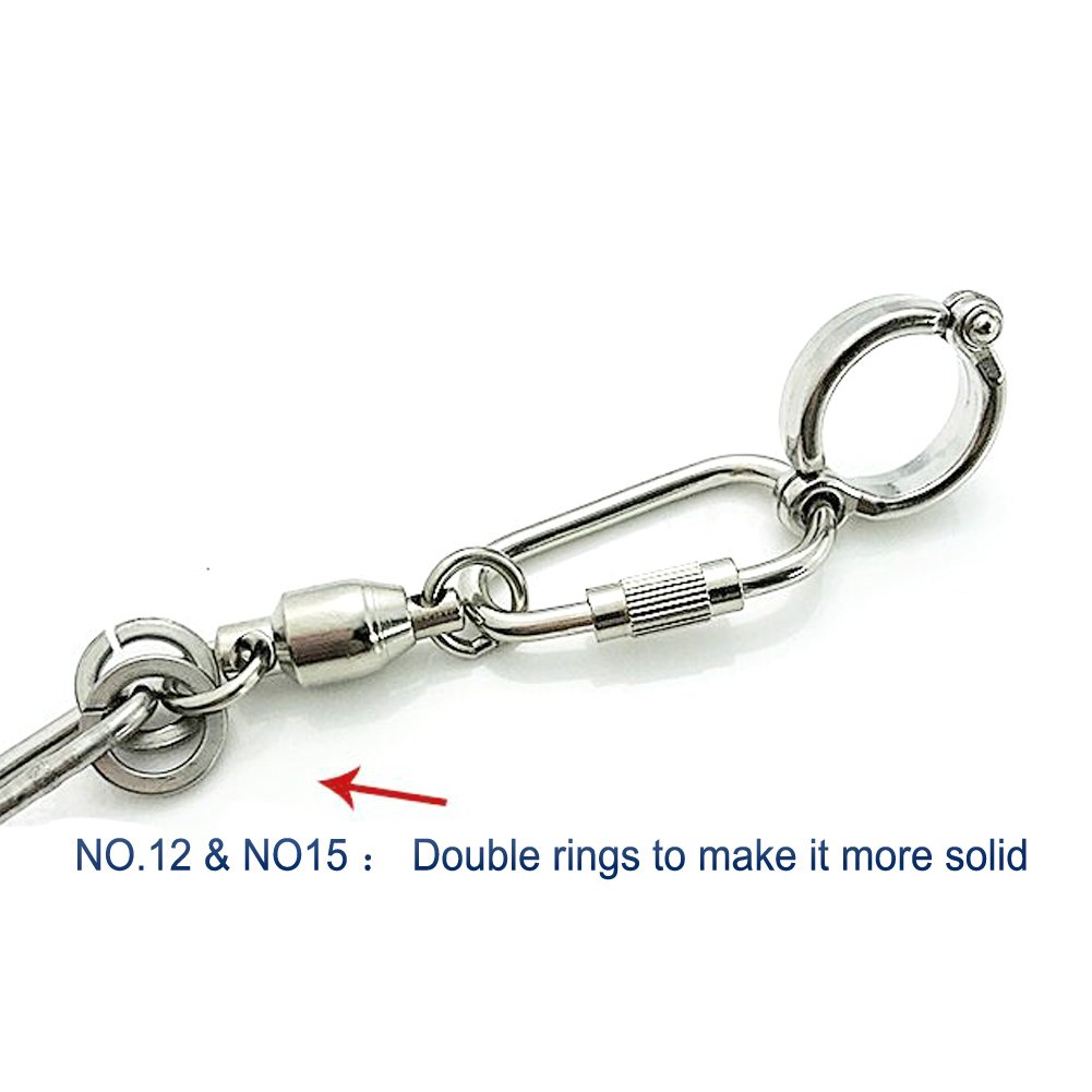 Stainless Steel 304 Parrot Leash & Foot Chain - 14.5mm Anklet Ring for Pet Birds (Model 15) | Safe & Durable for Outdoor Walks & Training