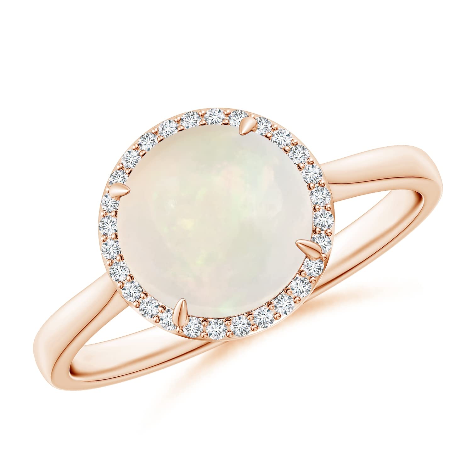 Exquisite 8mm Round Opal Cocktail Ring with Diamond Halo - Elegant Statement Jewelry for Evening Parties & Special Occasions