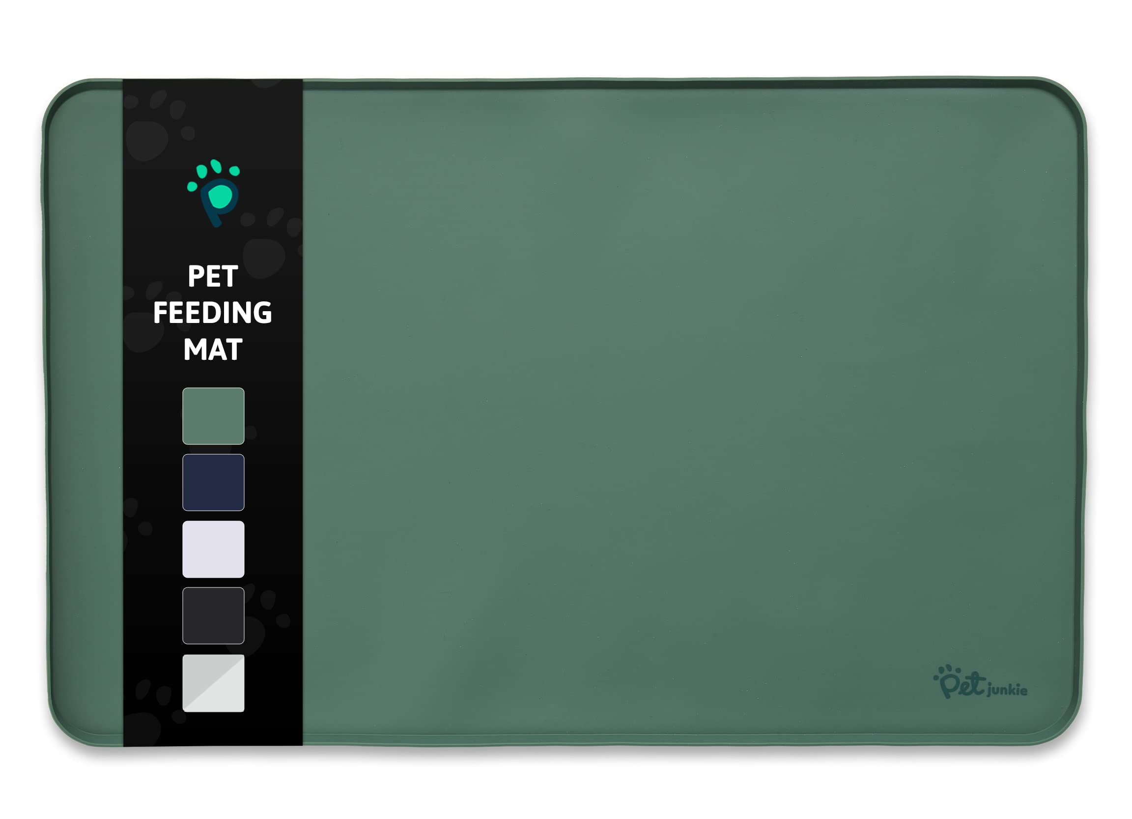 Non-Slip Silicone Pet Feeding Mat - Waterproof Dog Food Tray & Water Bowl Mat for Hardwood Floors - Easy Clean Durable Placemat for Dogs & Cats - Perfect for Kitchen, Crate, or Outdoor Use (Green)