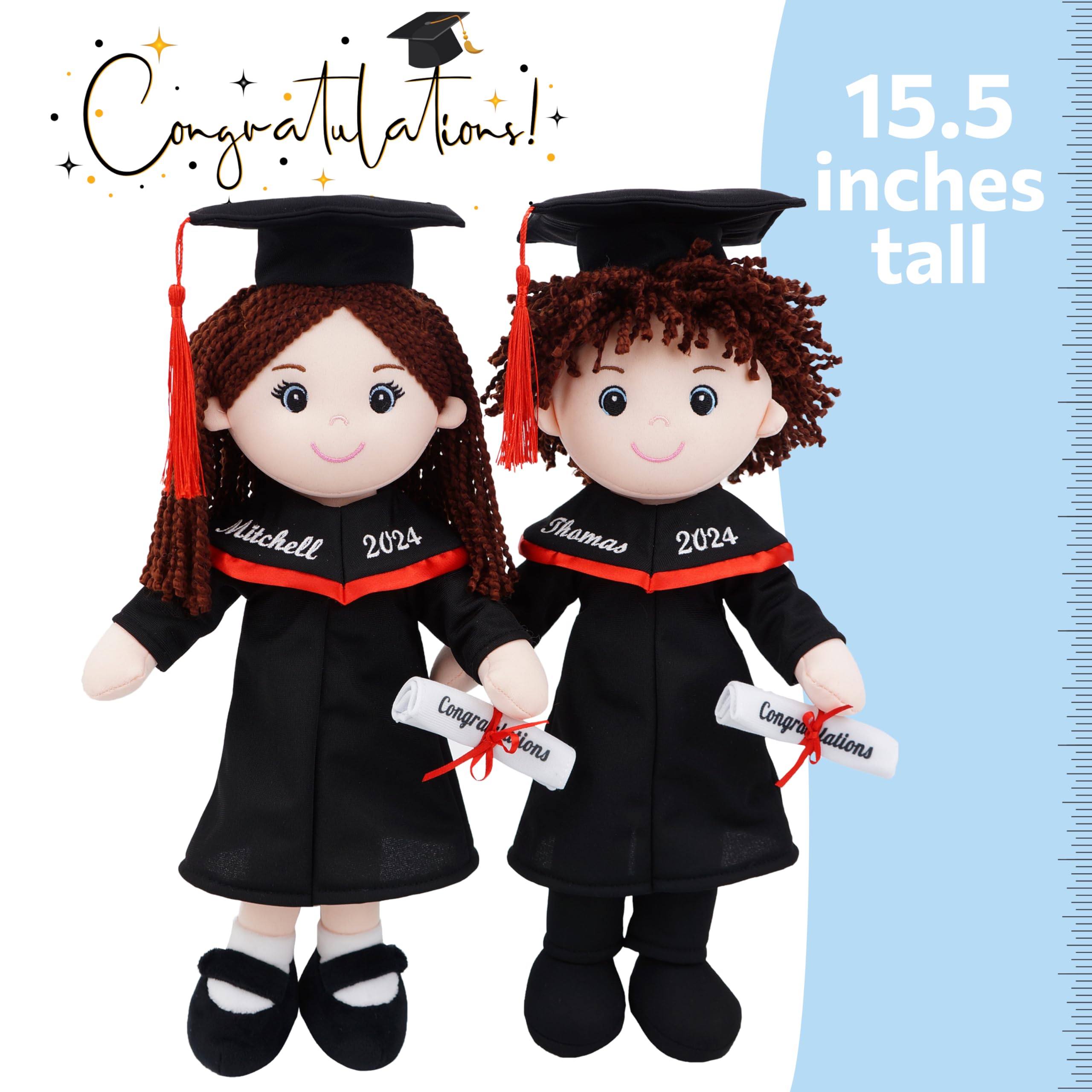 Personalized Graduation Plush Doll - Custom Name, Text & Year - 15