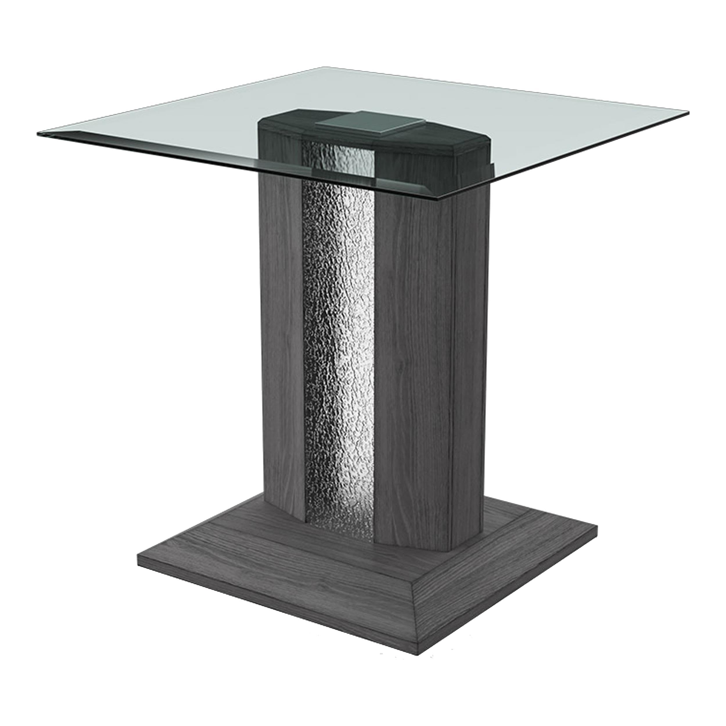 Furniture of America Syracuse Modern Wood and Glass End Table with Built-in LED Light in Gray - Perfect for Living Room, Bedroom, or Office Nightstand