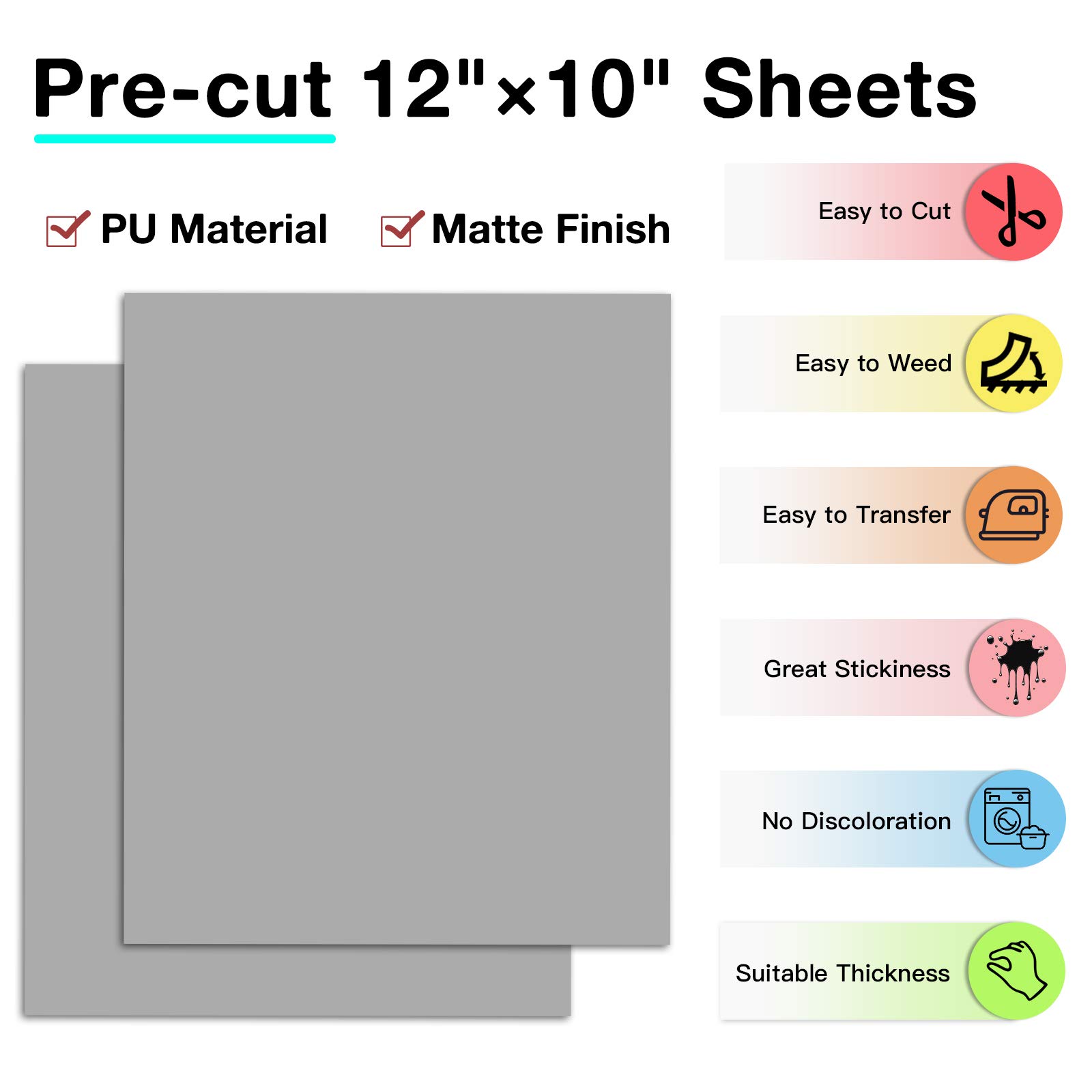 Premium Silver HTV Heat Transfer Vinyl Bundle - 13 Pack 12