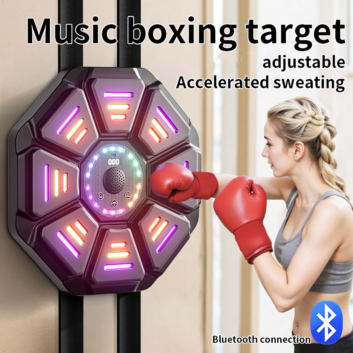 2025 Smart Bluetooth Music Boxing Machine for Adults - Wall Mounted Punching Bag with Boxing Gloves, Home Gym Workout Equipment for Cardio & Strength Training | Perfect for Home Fitness, Stress Relief & Boxing Training