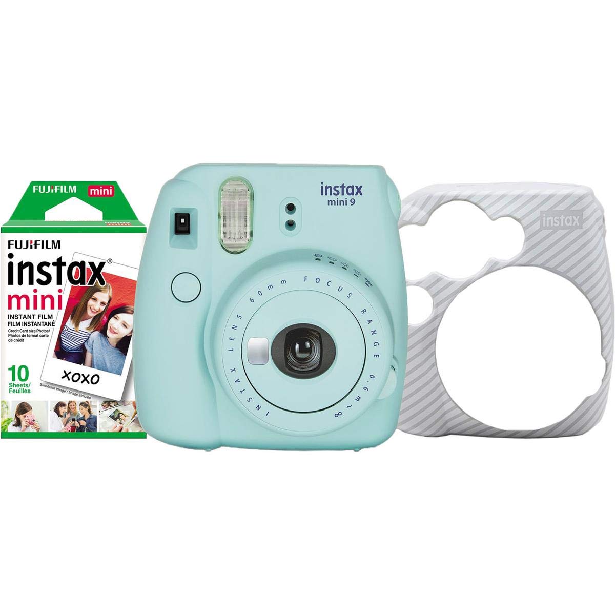 Mini 9 Instant Camera Ice Blue Holiday Bundle - Perfect for Christmas Gifts, Birthday Presents & Travel Photography
