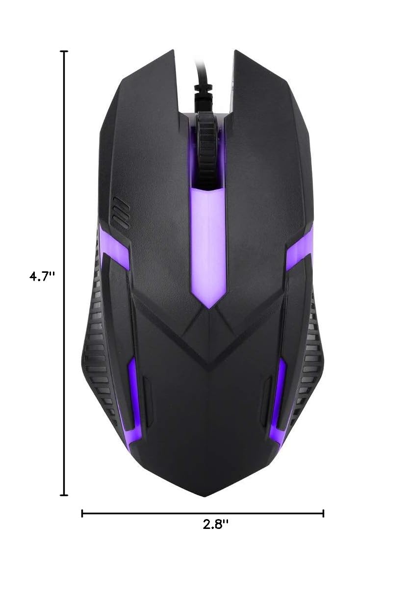1600DPI Wired Gaming Mouse with RGB Backlight - Ergonomic Computer Mouse for Windows XP/Vista/7/8/10 - Perfect for PC Gaming, Laptop Work & Office Use