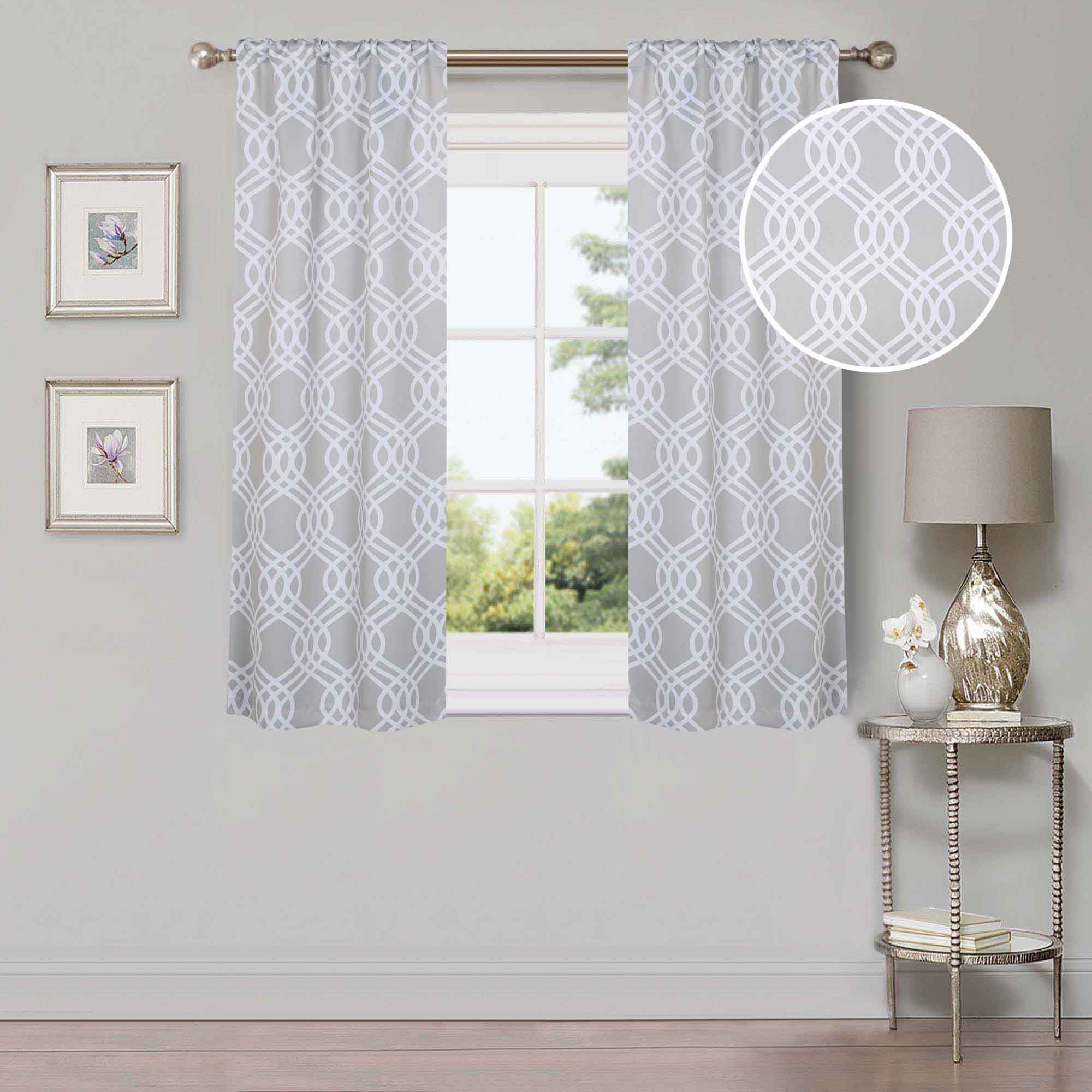 Blackout Curtains for Bedroom - Washable Room Darkening Ribbon Trellis Curtain Panel Set - Perfect for Nursery, Home Theater & Light Sleepers