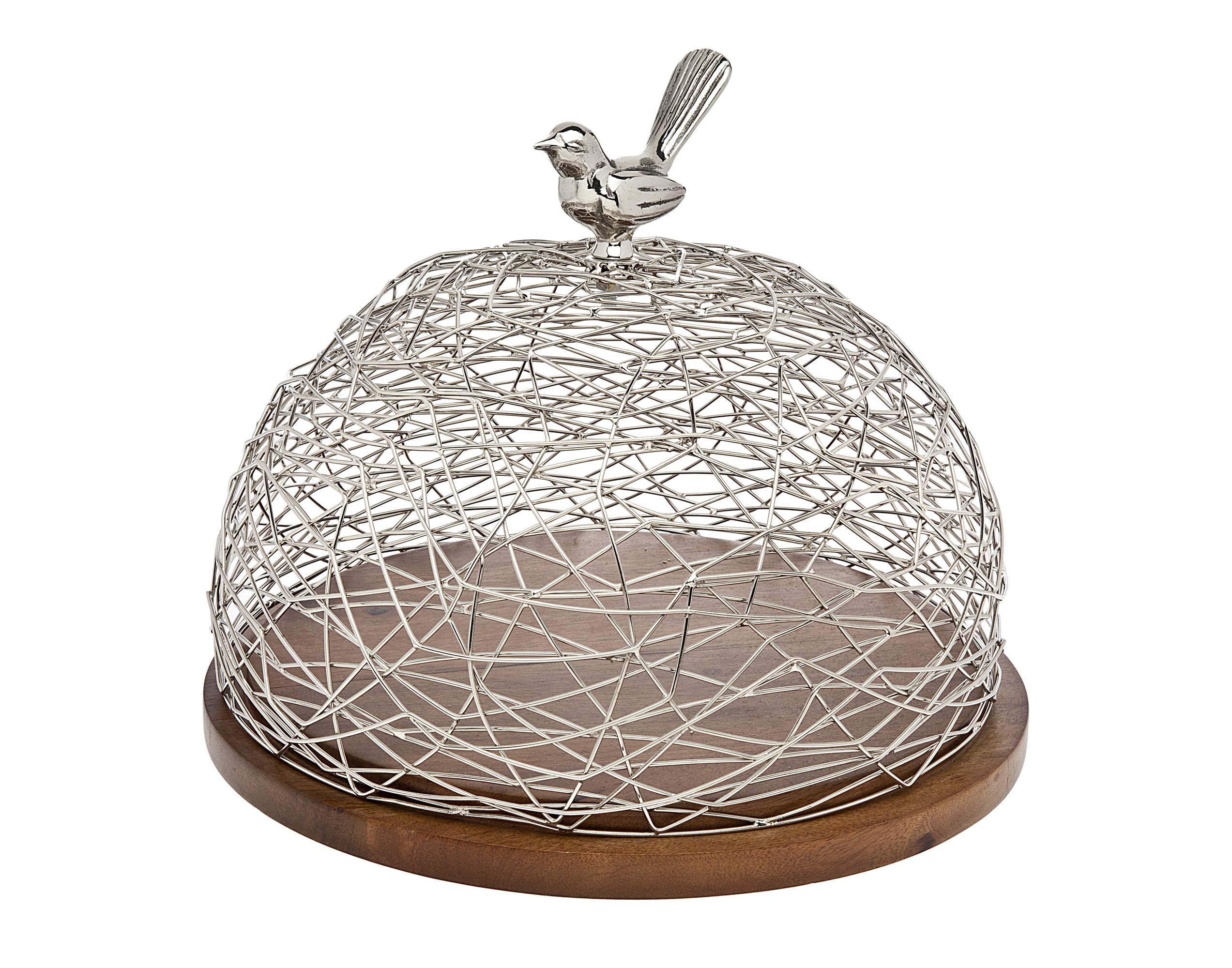 Godinger Wooden Cake Stand with Dome Lid - Elegant Bird Finial Platter for Desserts, Cakes, and Pastries - Perfect for Holiday Decor, Tea Parties, and Wedding Centerpieces