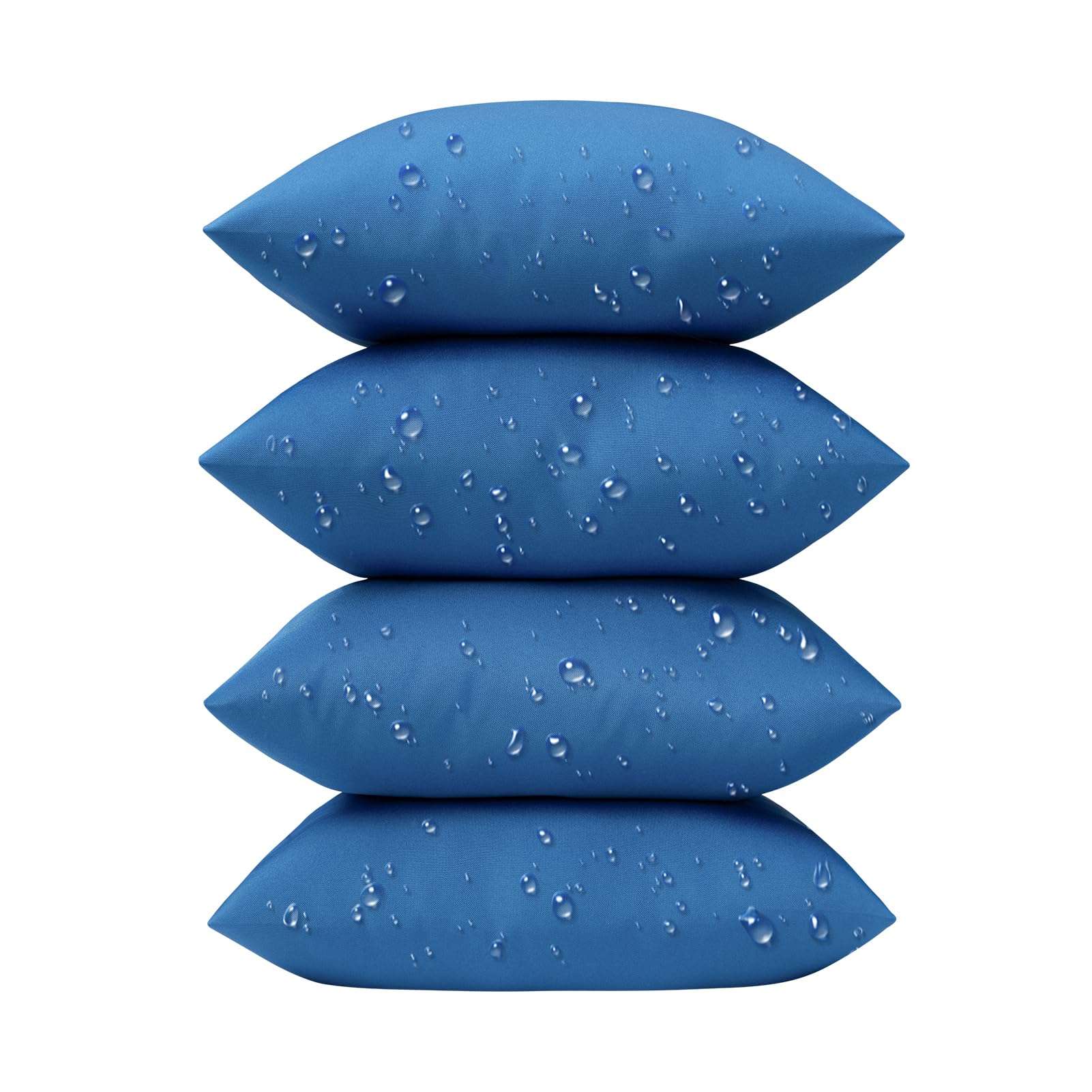 Premium Waterproof Outdoor Pillow Inserts (Pack of 4) - 18x18 Inch Dual-Use Decorative Throw Pillows for Patio, Couch, Tent & Camping - No Cover Needed - Vibrant Blue Cushion Stuffers