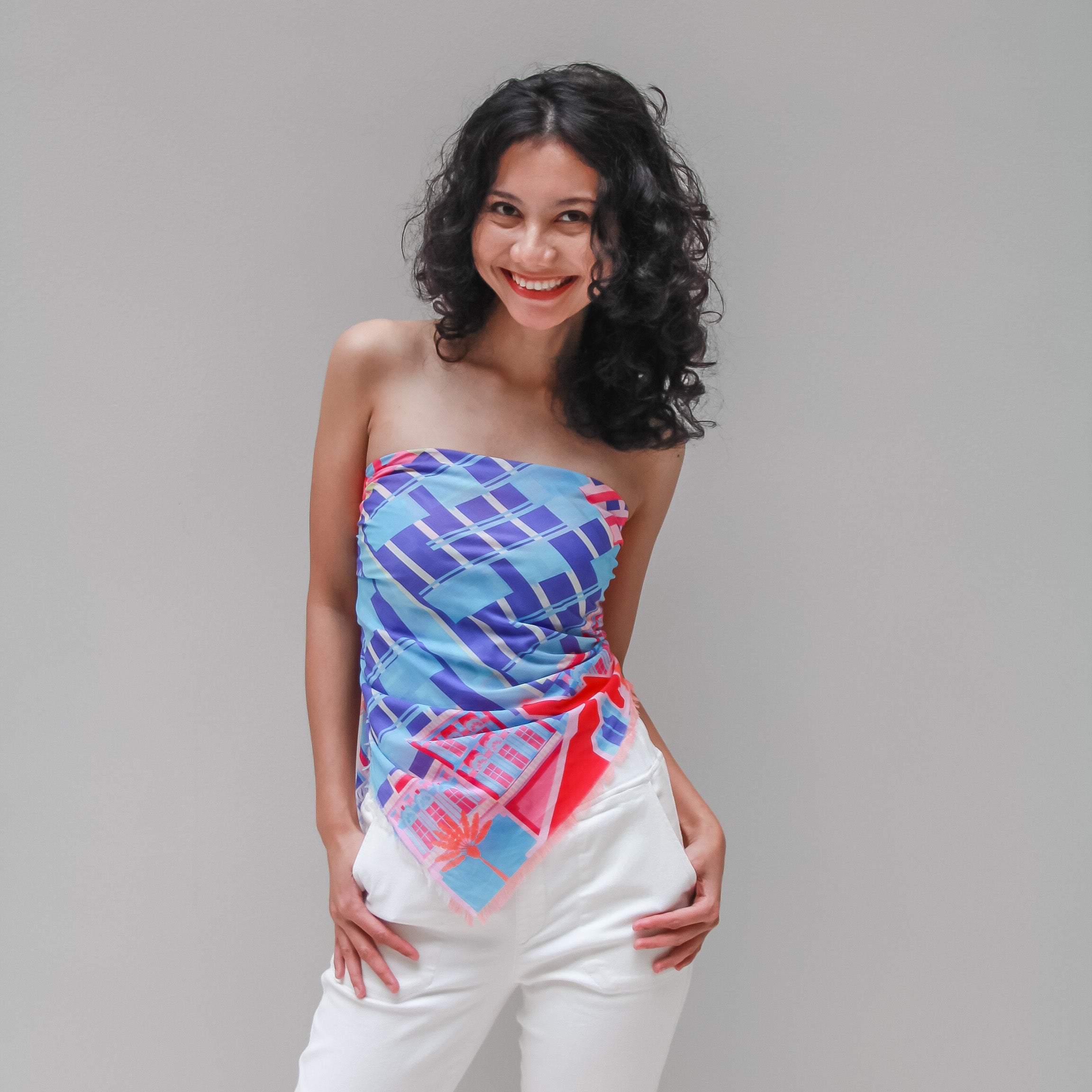 SC Singapore in Technicolour Cotton Scarf - Lightweight Fashion Accessory for Women, Travel & Gift Giving