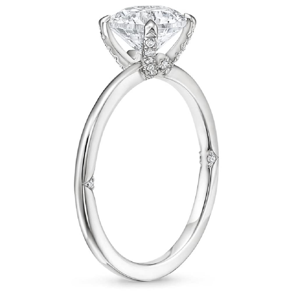 10K Solid White Gold Handmade Engagement Ring - 1 CT Round Cut Moissanite Diamond Solitaire Wedding Band Set for Women - Perfect for Proposals, Anniversaries & Bridal Jewelry Gifts
