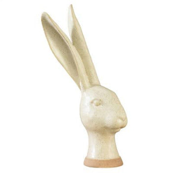 Ceramic Hare Head Sculpture - Handmade Home Decor, Unique Gift for Animal Lovers - Perfect for Bookshelf, Living Room, and Office Display