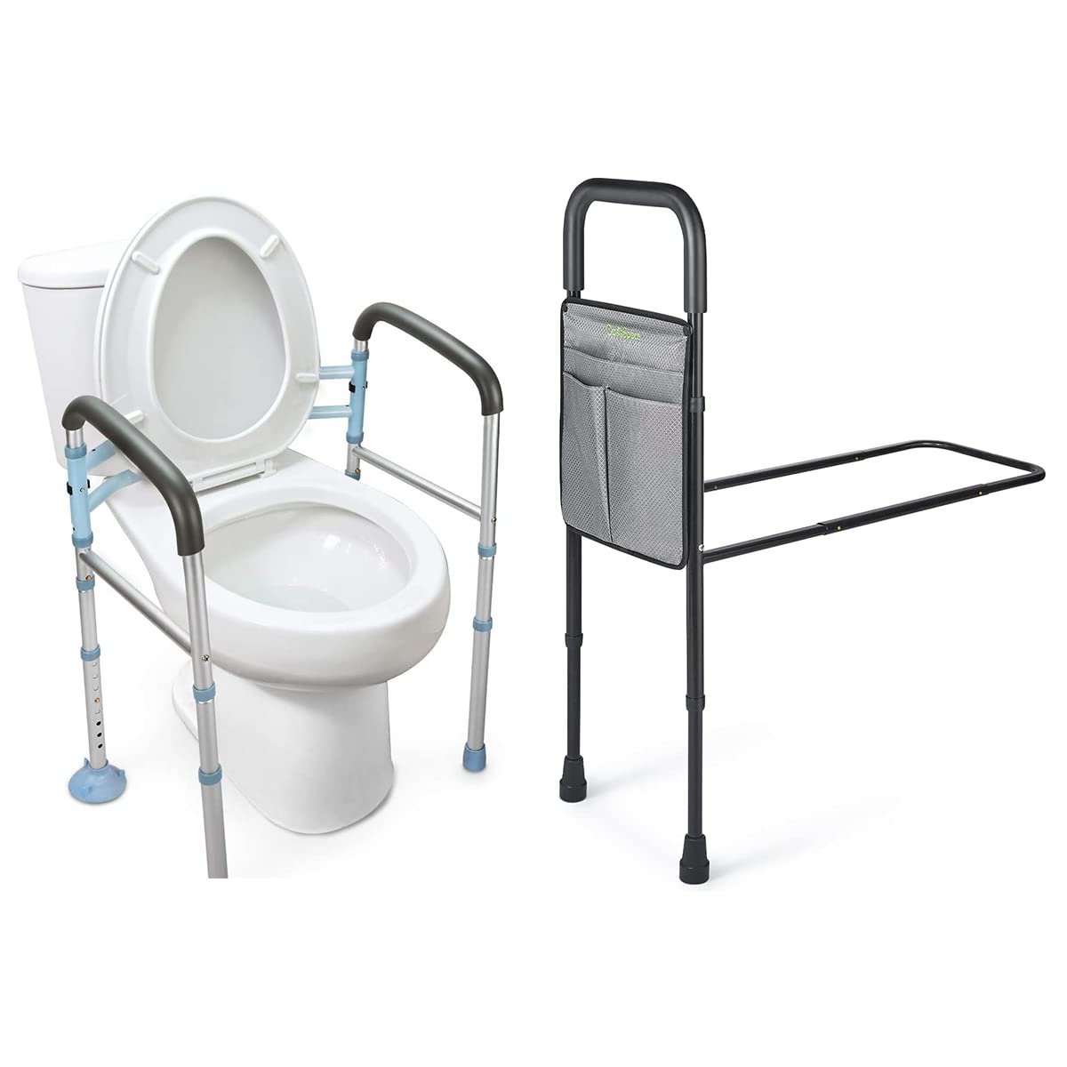 OasisSpace Adjustable Toilet Safety Rail & Bed Assist Rail for Seniors - Elderly & Handicap Mobility Aid for Bathroom & Bedroom Safety