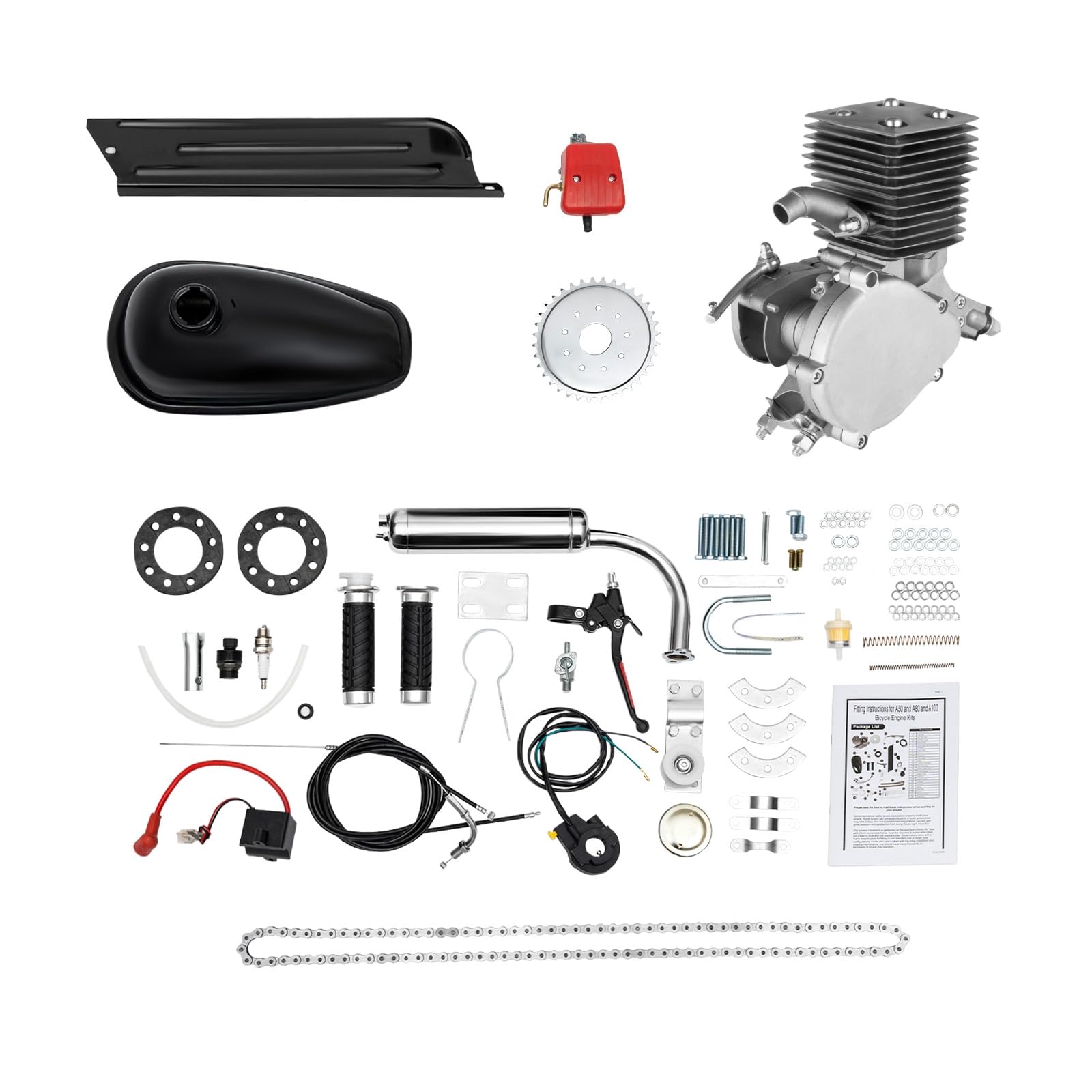 100CC 2-Stroke Gas Motorized Bike Engine Kit - Complete DIY Bicycle Conversion Set with 36T Sprocket | Upgrade Your Regular Bike to Motorized for Commuting, Off-Road Adventures & Urban Transportation
